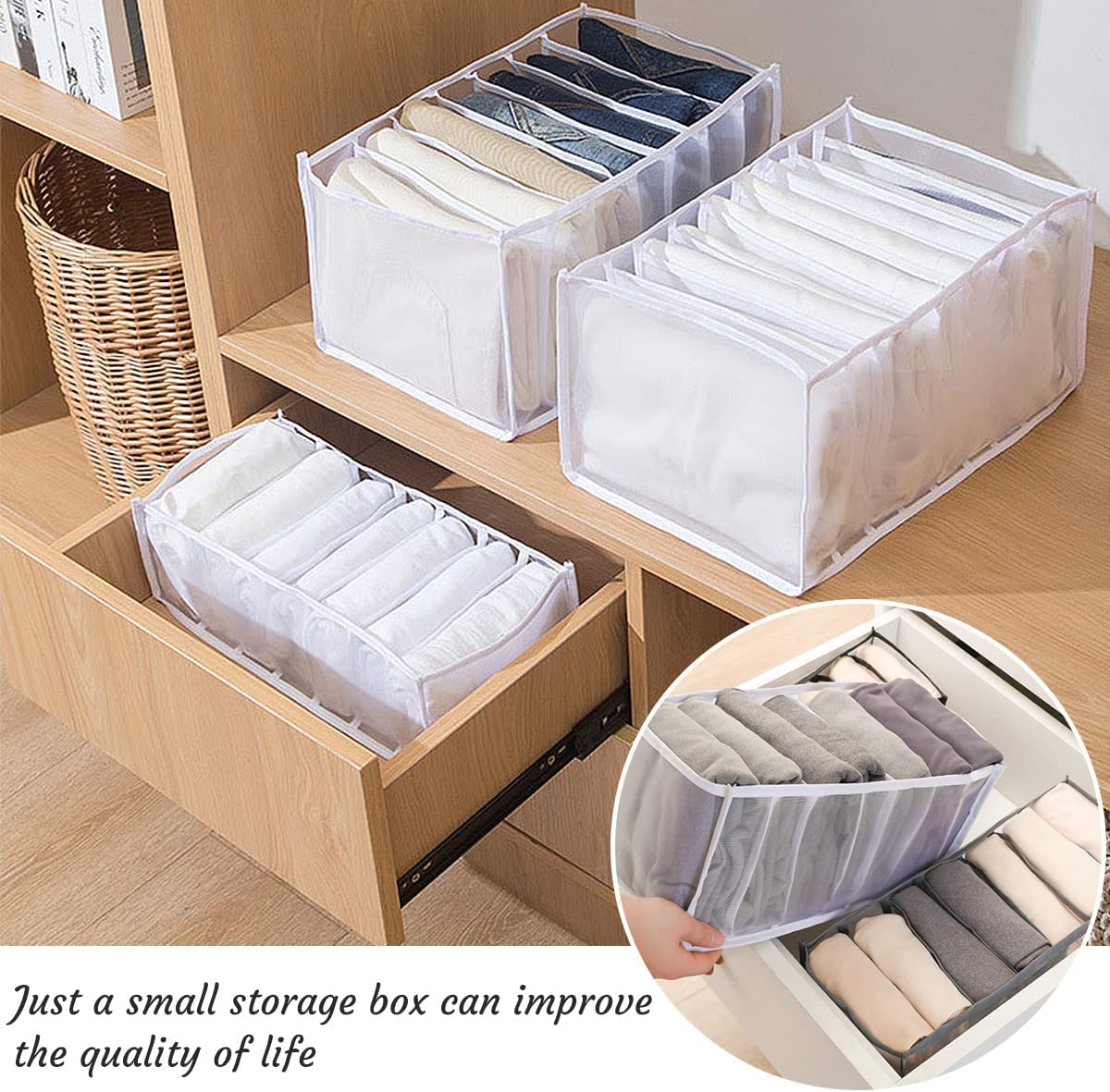 ABJI Multipurposes Rectangular Flodable Storage Box, Drawer Storage and Cloth Organizer, Pack of 1 (Multicolor) 4
