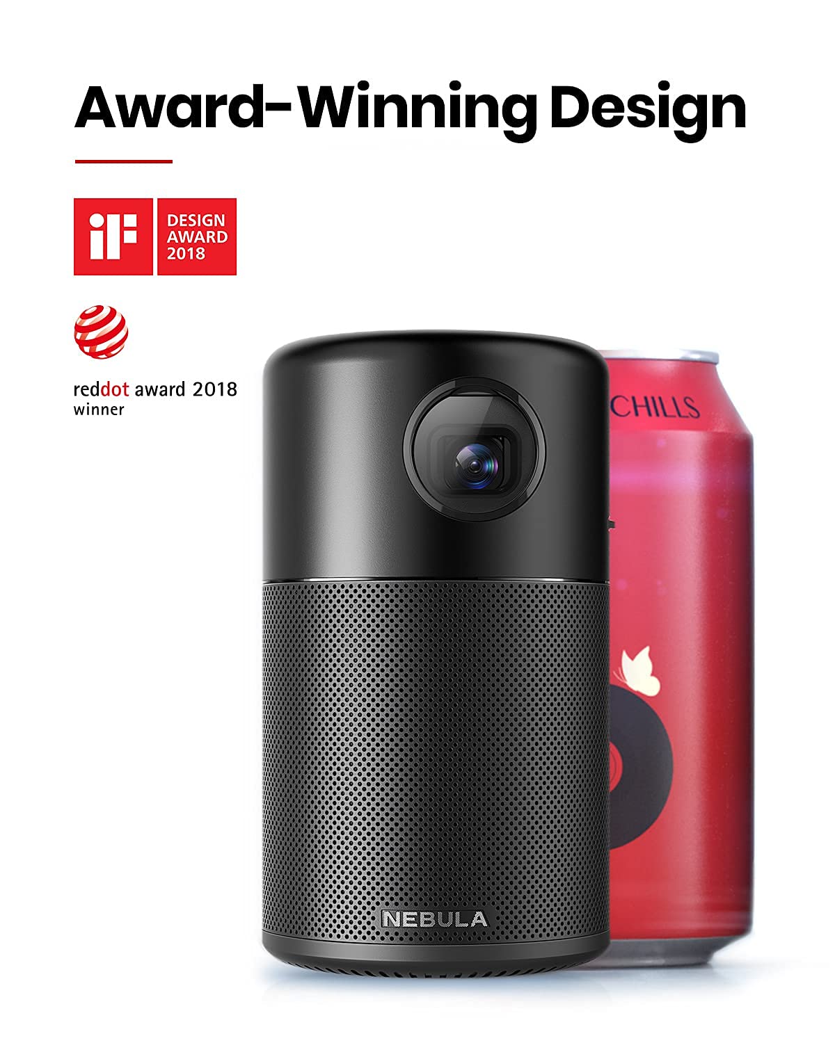 NEBULA Capsule, Smart Wi-Fi Mini Projector with Projector Lightweight and Adjustable 3-ft Floor Stand 3
