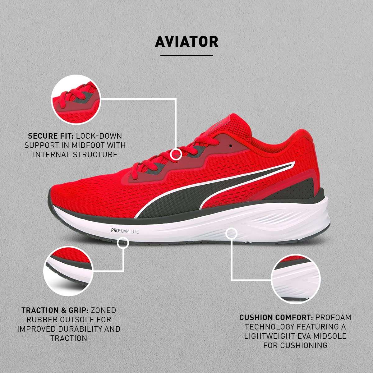 Puma Unisex Adult Aviator High Risk Red Black Running Shoes-10 Kids UK (19517504) 6