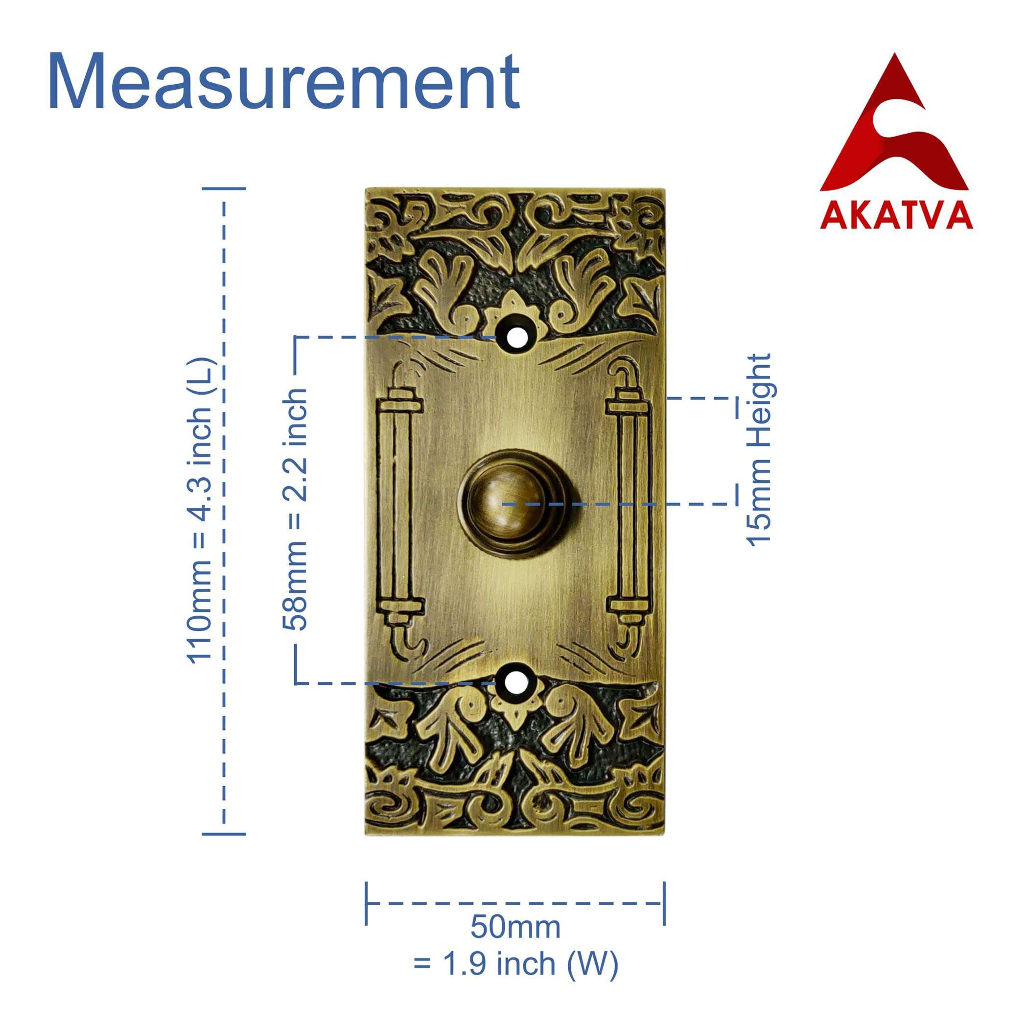 Akatva Doorbell Button with T Hinge Set – 2 Pieces Gate Hinges for Wooden Fences Heavy Duty – Bell Push Button – Doorbell Button Wired – Barn Hinges for Doors – Black Hinges – Antique Brass Finish 5