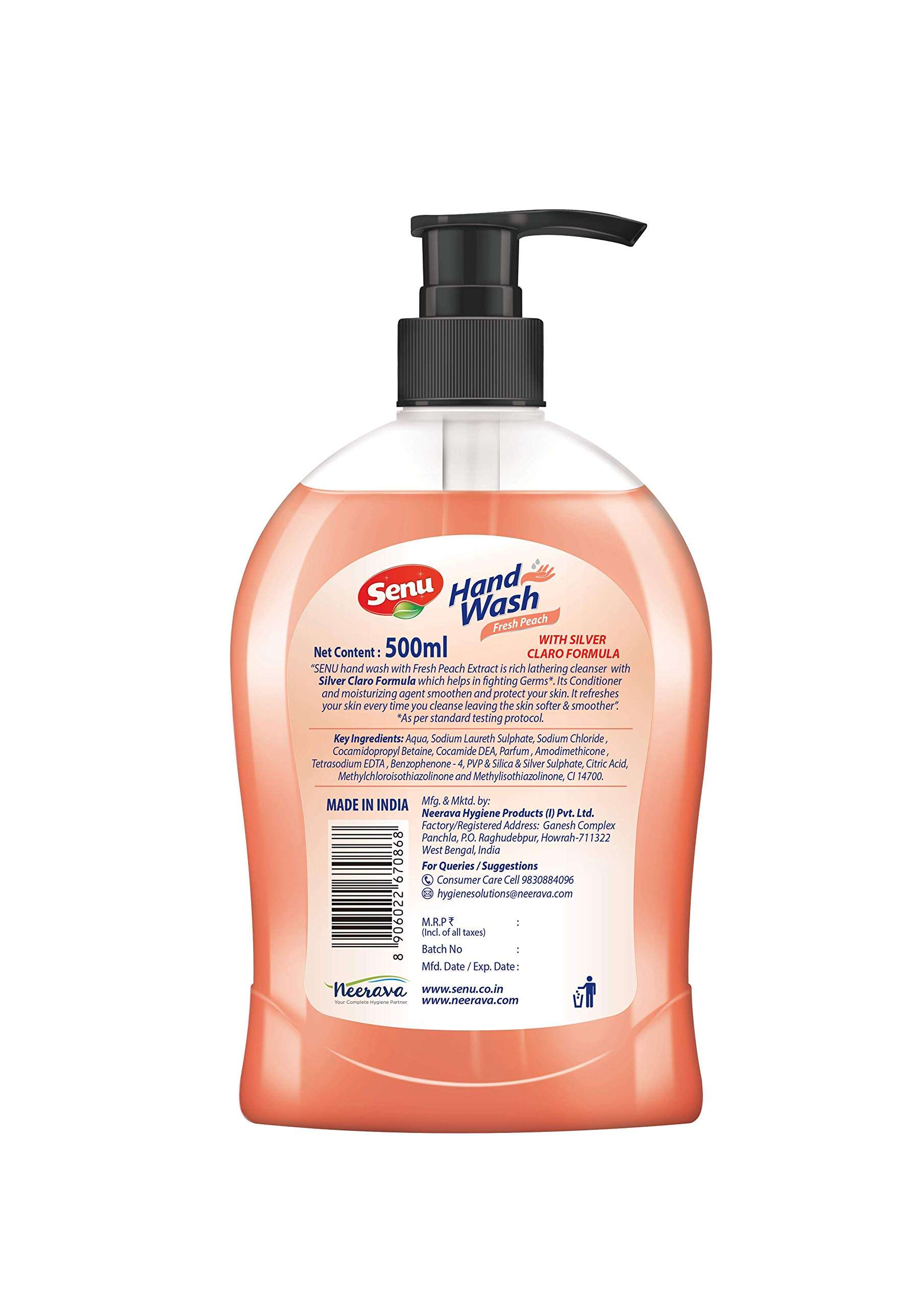 Senu Hand Wash Fresh peach 500 ml 3