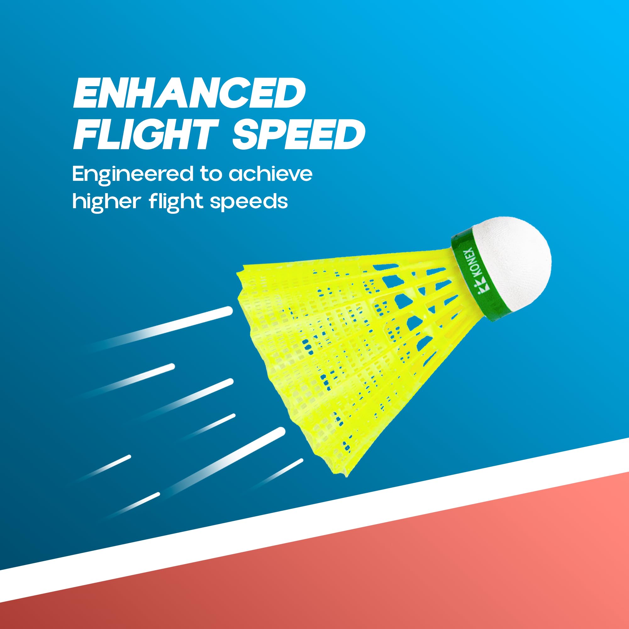 Konex Plastic Shuttlecock | Stable Flight & Fast Recovery (Yellow, Pack of12) 4