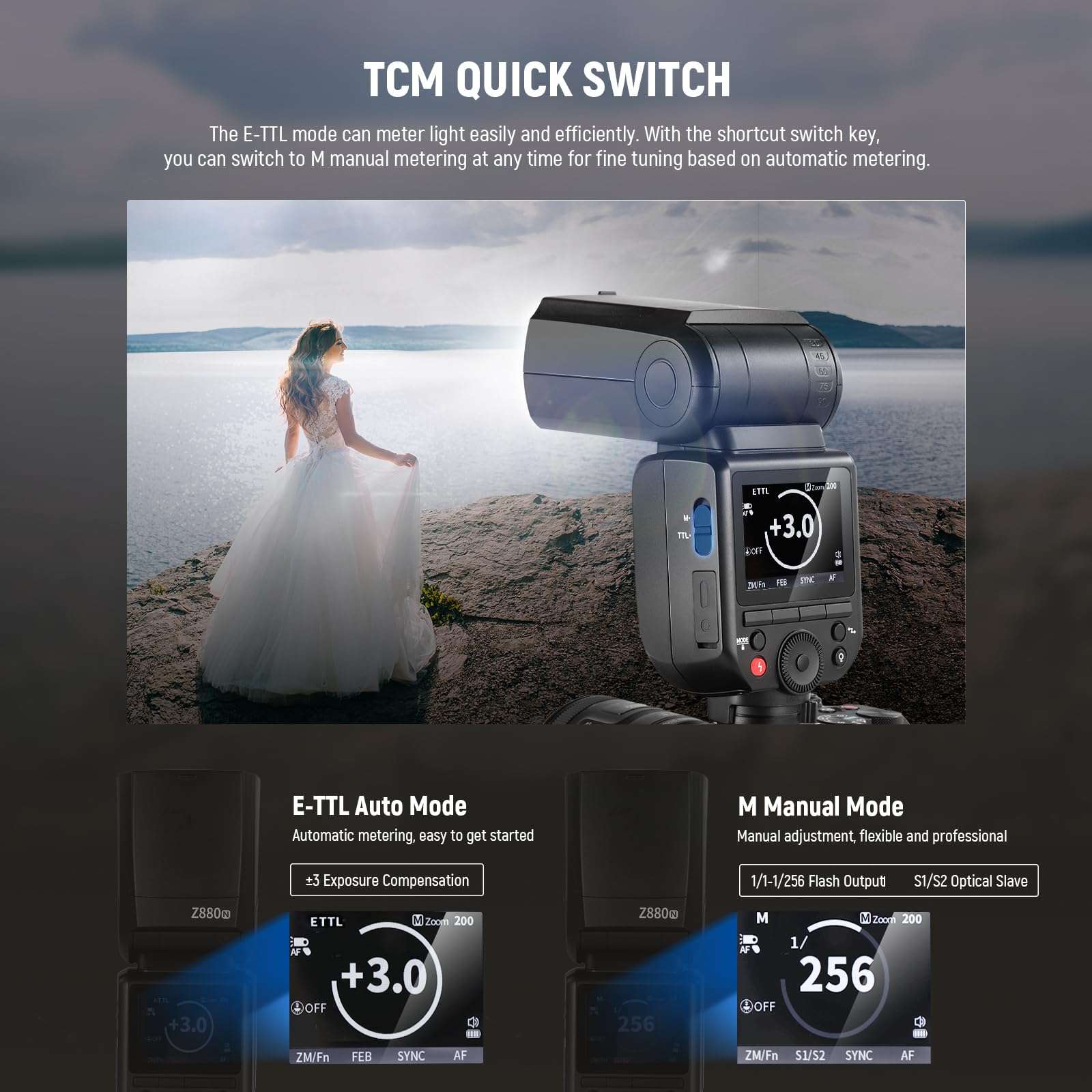 NEEWER Z880-C 2.4G 76Ws TTL Camera Flash Speedlite Compatible with Canon, Upgraded UI, Adjustable Modeling Lamp, 1/8000s HSS 7.4V/2600mAh Battery 480 Full Power Flash, ST87 Super Clamp Included 4