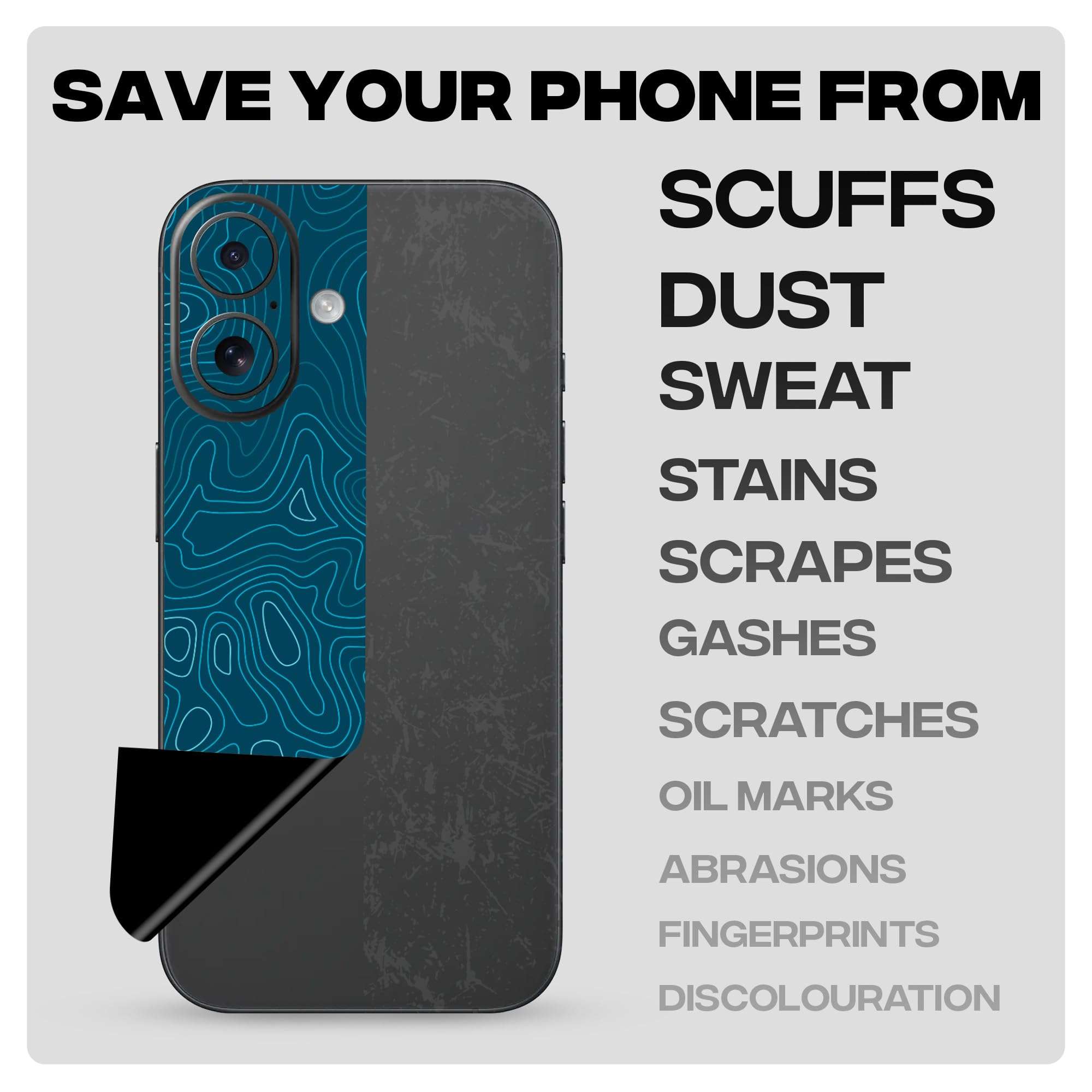 Capes India Mobile Phone Skins Compatible with Apple iPhone 16 | Not a Cover/Case | Protective Film Vinyl Sticker (Aqua, Full Body Skin) 3