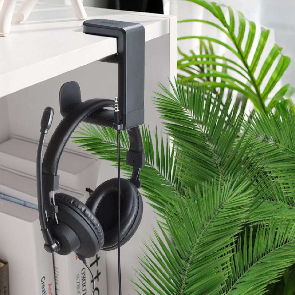 HoneTeek Rotating Headphone Stand, Headset Stand with Adjustable Clamp-on, headphone Holder for Desk, Headphones Hook Desk Clamp with Cable Clip Organizer, Foldable Headset Stand PC Gaming Accessories 6