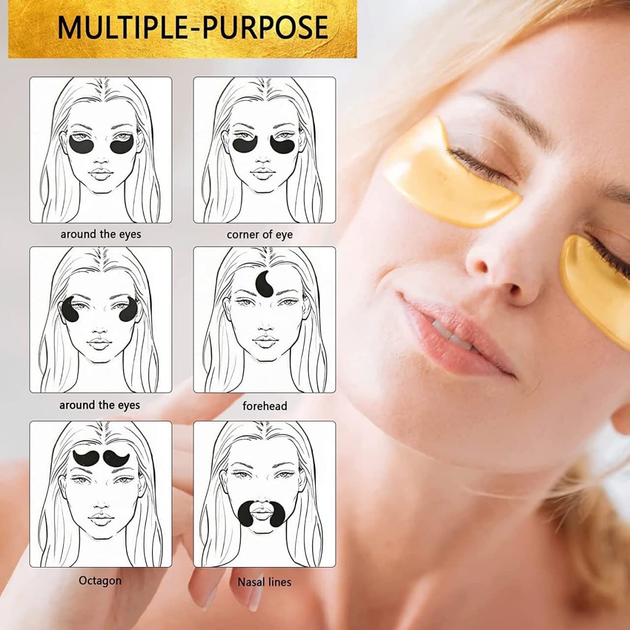 ZSIGNS Gold Crystal Collagen Whitening Moisturizing Under Eye Dark Circle Remover Patches (10 PAIRS) 5