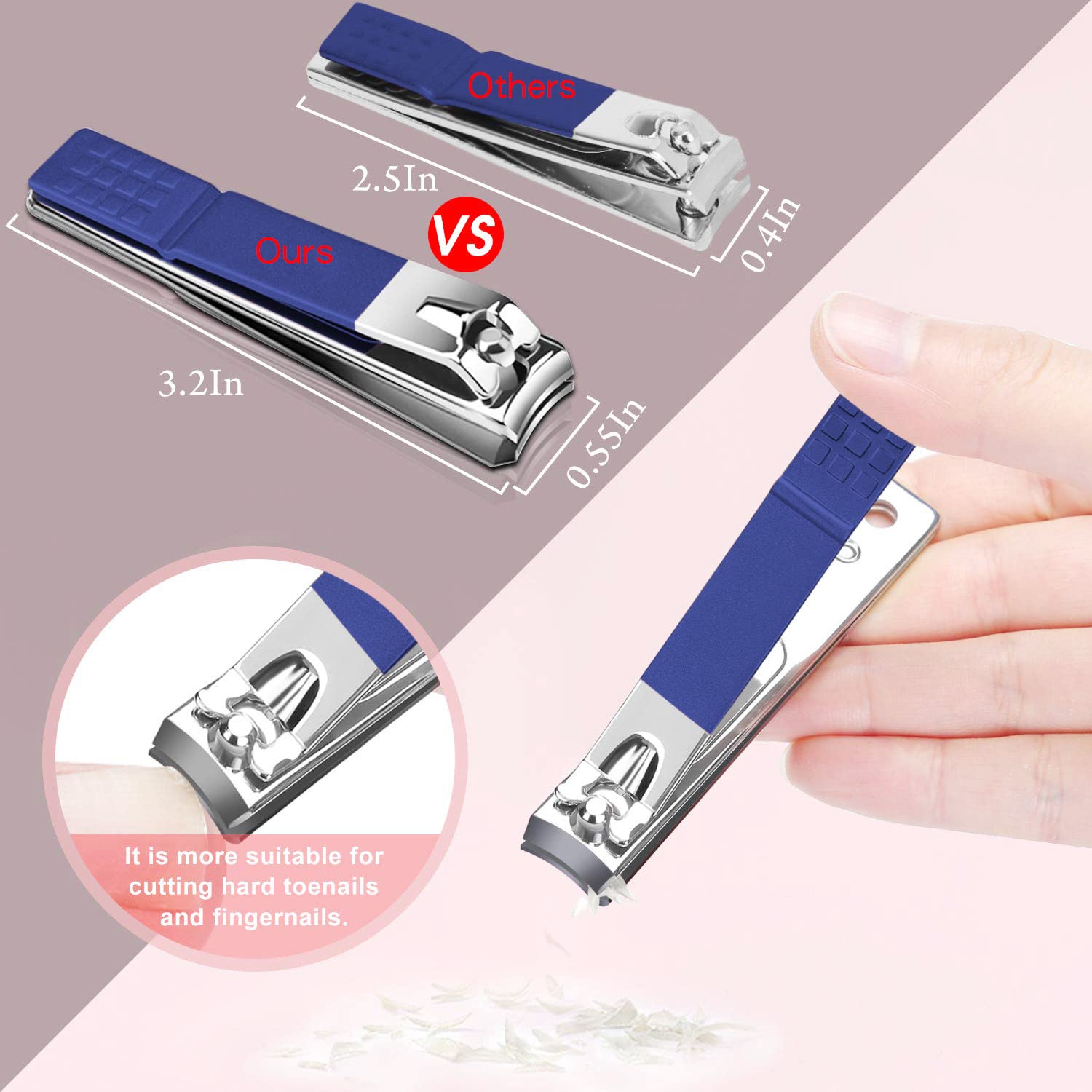 Nail Clipper Set Manicure Set Men Aceoce Travel Manicure Grooming Kit Gift for Men Lovers Parents Mini 4PCS Personal Nail Care Tools (Blue) 3