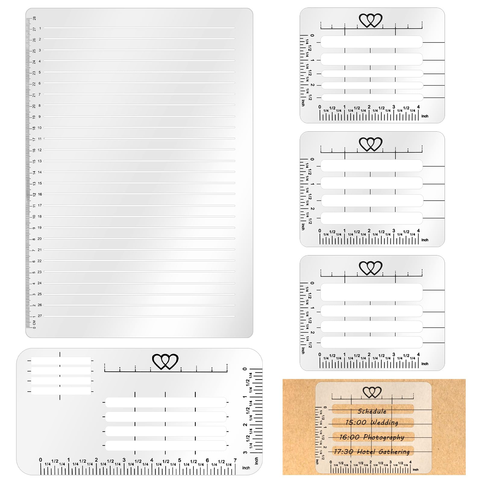 5 Pack Lettering Guide Stencil Set Straight Line Stencil for Journaling and Envelope Addressing Line Drawing Templates 11 Inch Scale Spacing Calligraphy Ruler for Card Paper Lettering Writing 1