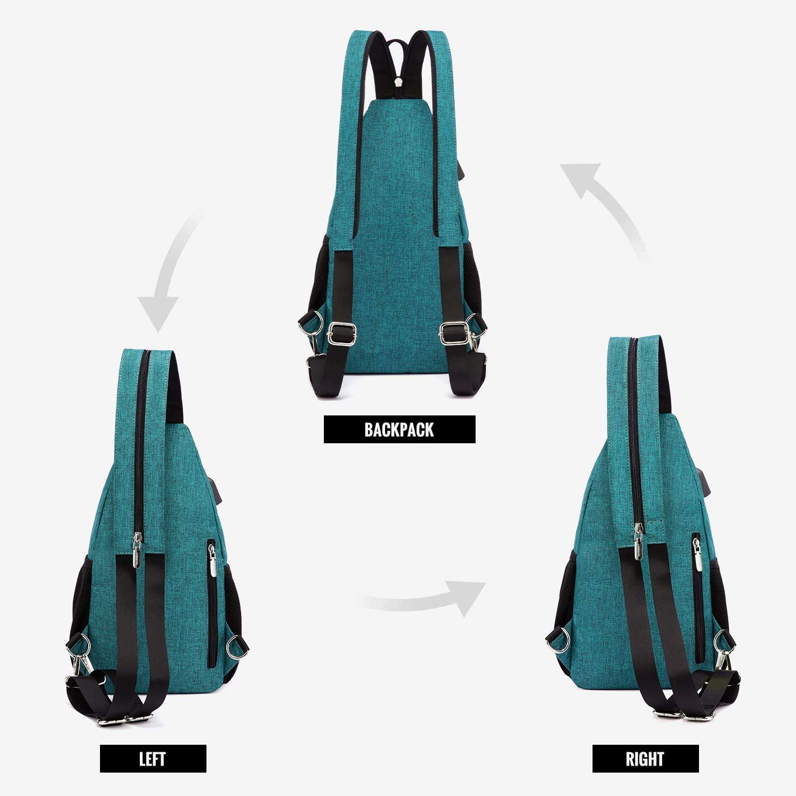 LOVEVOOK Sling Bag for Women Casual Daypack Nylon Crossbody Sling Backpack Travel Shoulder Bag Hiking Daypack (Green) 4