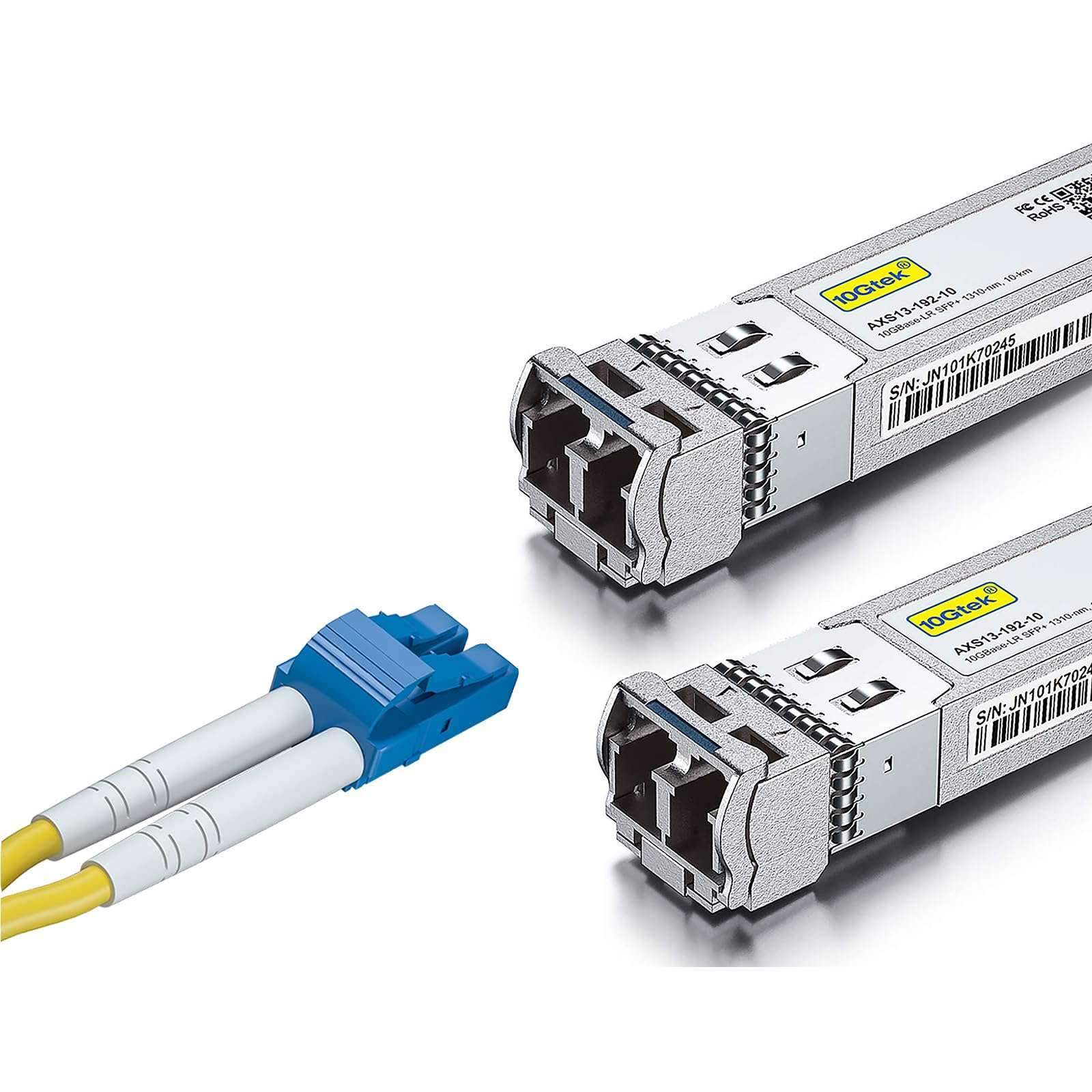 1 Pack of 1-Meter LC to LC OS2 Fiber Patch Cable & 2 Pack of Industrial Grade 10GBase-LR SFP+ Transceiver 1