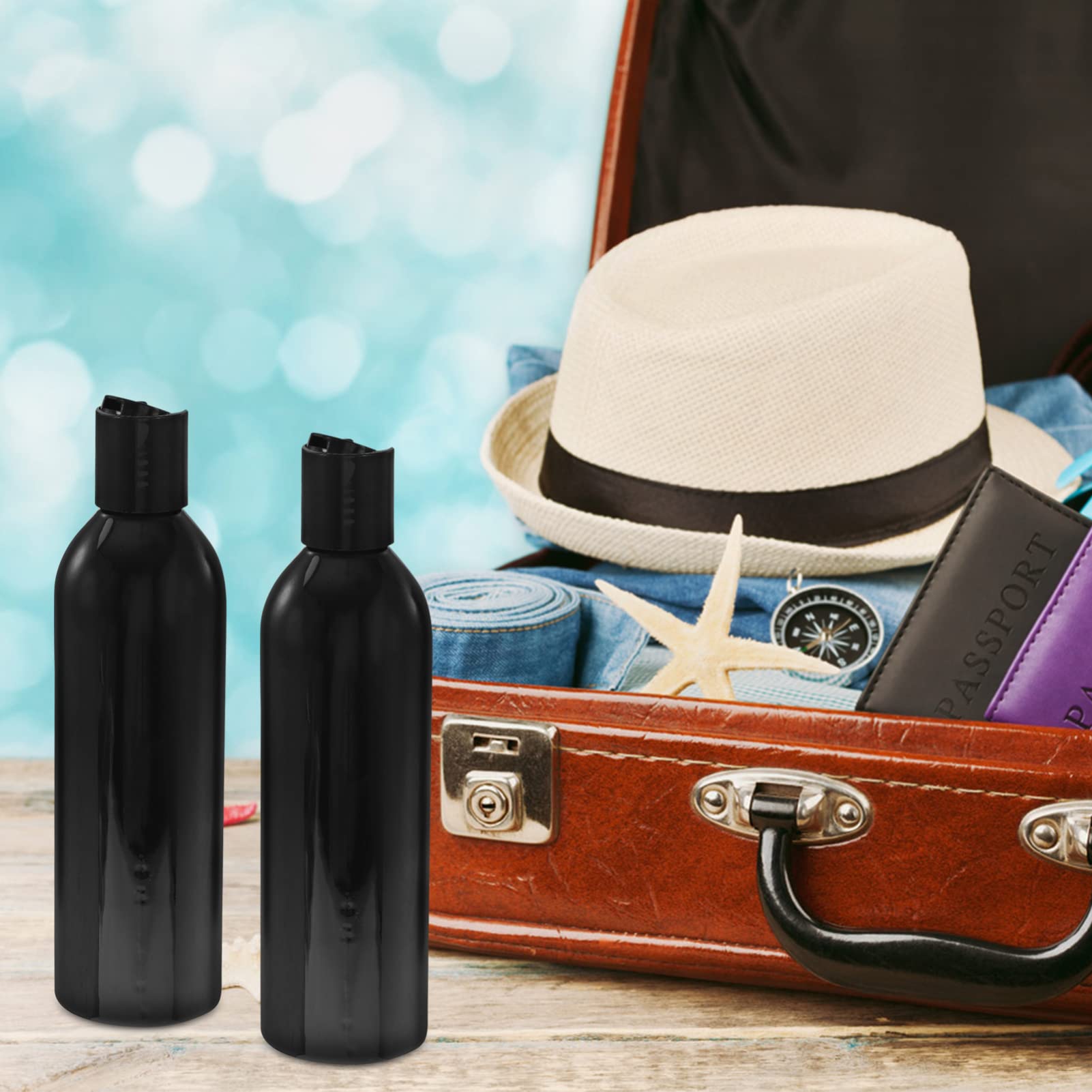 6pcs 250ml Plastic Empty Bottles Press Type Lid Travel Bottles Refillable Containers for Shampoo Lotion /974 4