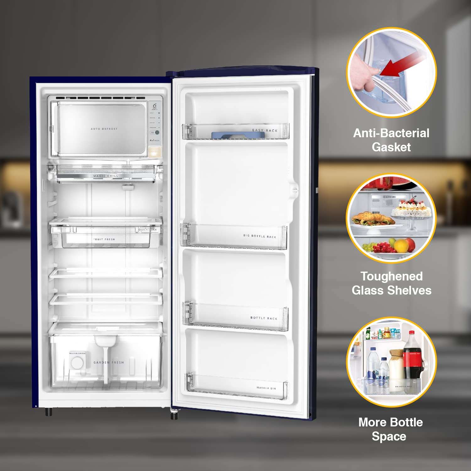 Whirlpool 236 L 4 Star Inverter Direct-Cool Single Door Refrigerator (260 IMPRO PLUS PRM 4SINV BLUE FLUME-Z, Blue Flume, Auto Defrost Technology, 2023 Model) 4