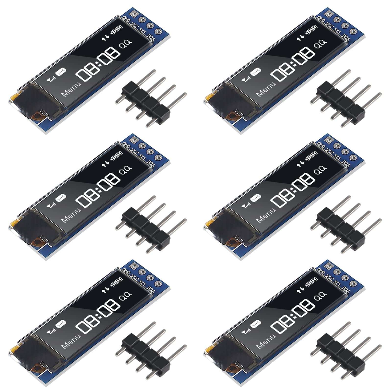 6pcs I2C Display Module 0.91 Inch I2C OLED Display Module I2C OLED Screen Driver DC 3.3V~5V for Raspberry pi ESP32 ESP8266 AVR/PIC/STM32 1
