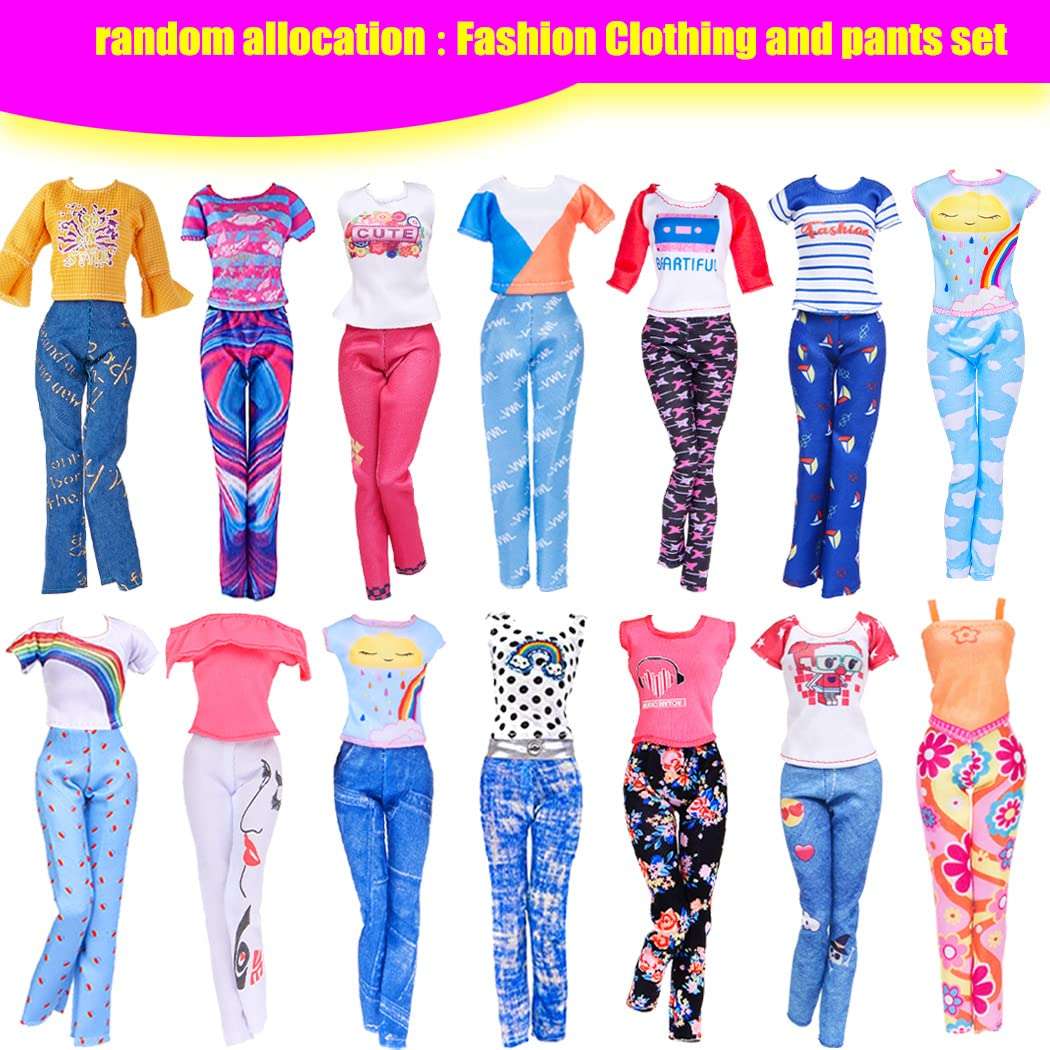 39 PCS Doll Clothes and Accessories Including 3 Wedding Gown Dresses, 5 Mini Dress, 3 Fashion Doll Clothes, 3 Blouses Pants, 1 Dog & 24 Accessories for 11.5 inch Fashion Girl Doll 4