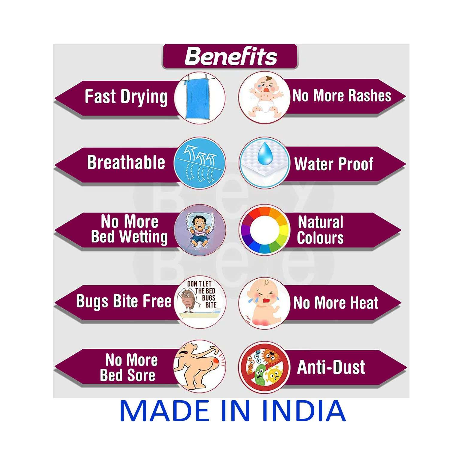 Silistar Baby Bed Protector Waterproof Dry Sheet (Medium (70cm X 50cm), (Purple) (Set of 3) Skin Friendly and Heat Free Mattress 4