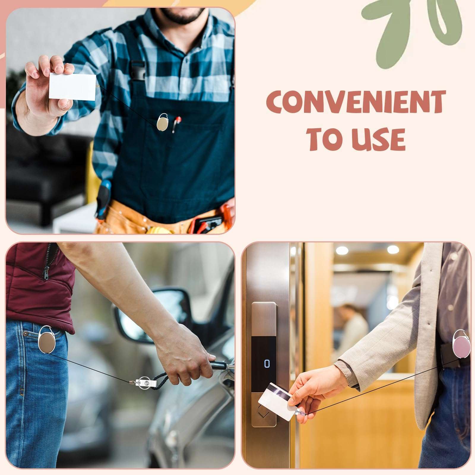 Bornerwhite 6 Color 60 Pcs Retractable Badge Holder with Carabiner Clips and Key Ring ID Badge Holder Retractable Clip Bulk for Office Worker Doctor Nurse Employee School Students Gifts 6