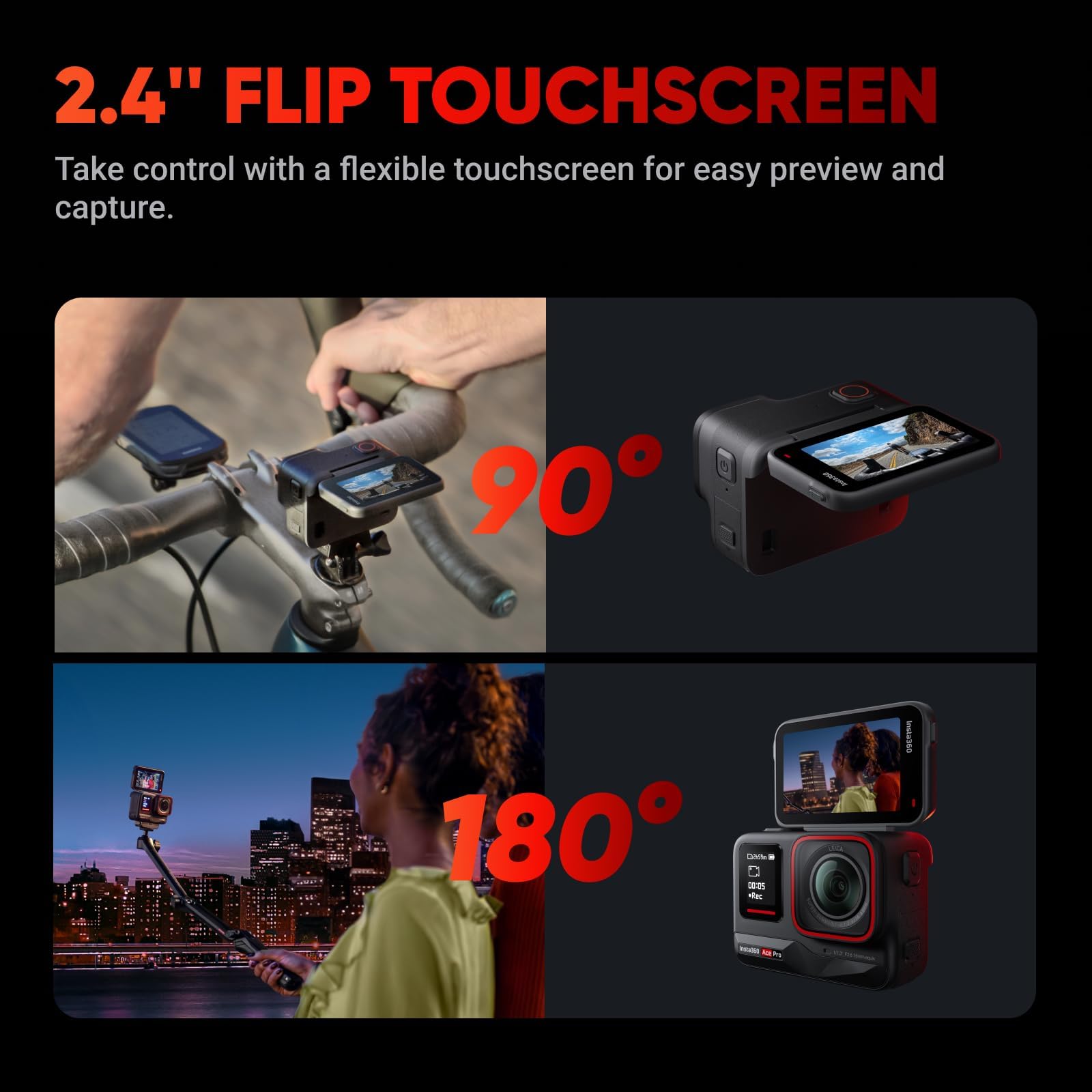 insta360 Ace Pro - 48 MP Waterproof Action Camera Co-Engineered with Leica, Flagship 1/1.3" Sensor and AI Noise Reduction for Unbeatable Image Quality, 4K120fps, 2.4" Flip Screen 6