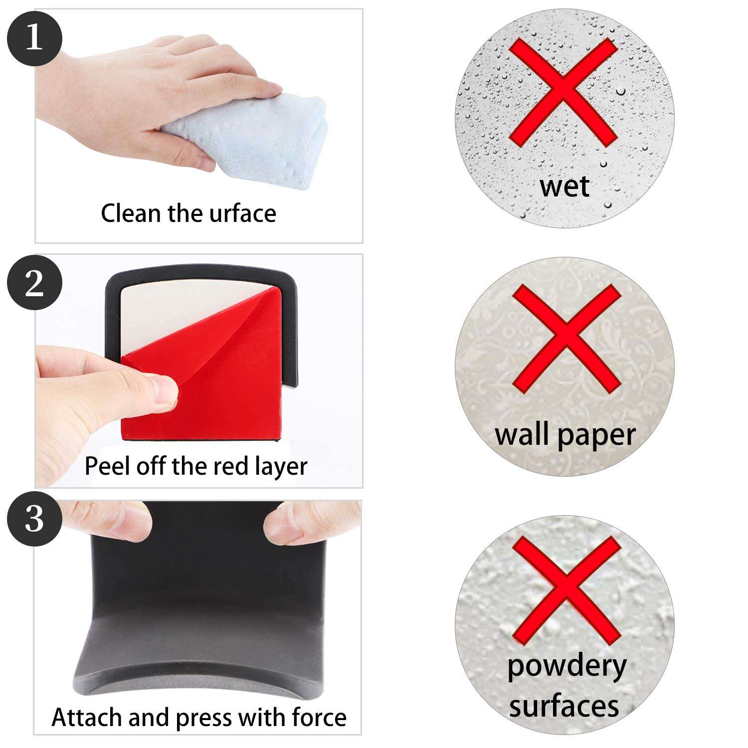 Ledot [2 Pack] Adhesive Headphone Hanger Hooks for Wall & Desk Table with Screw Holes, Universal Gaming Headset Mount Holder, Earphone Rack - Black 3