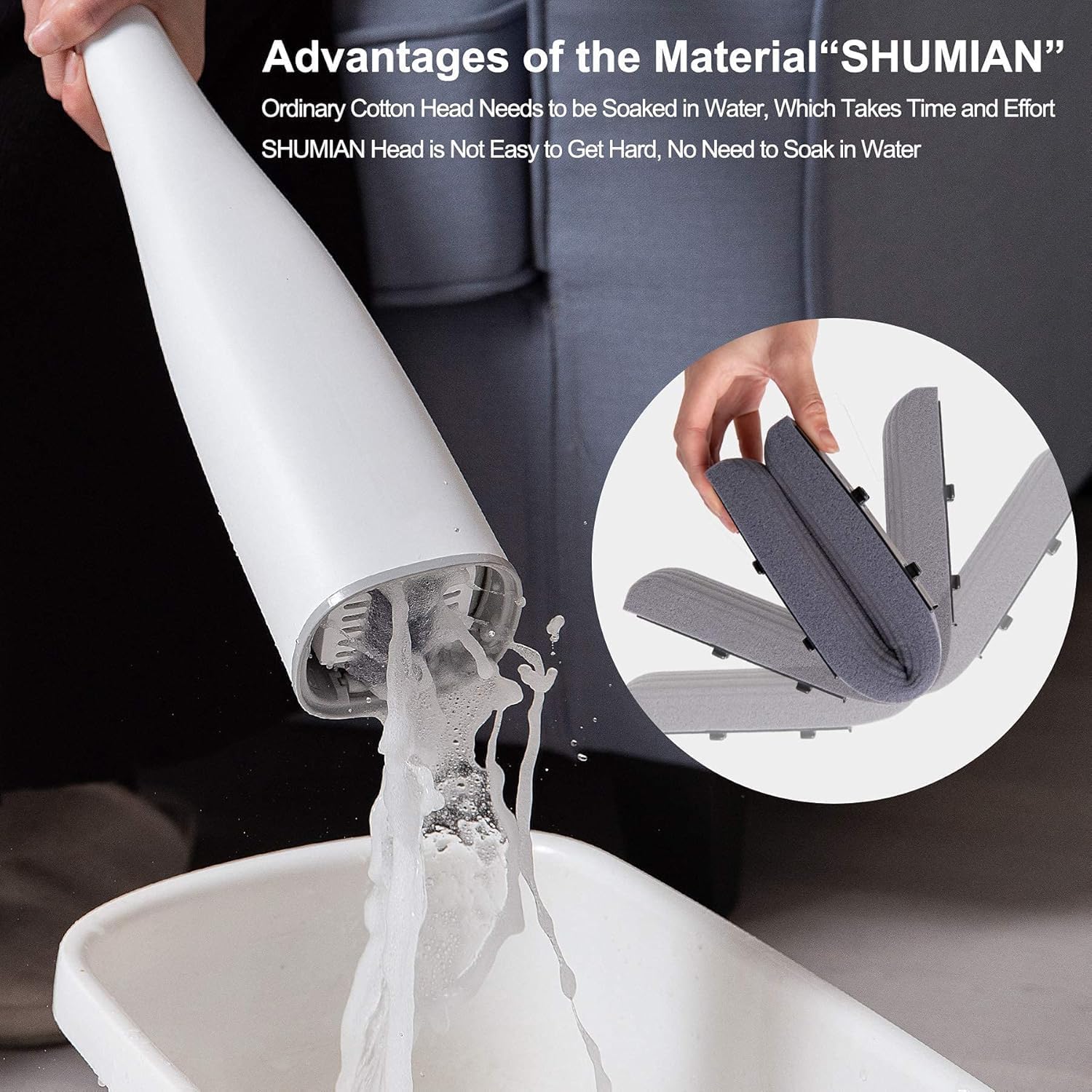 HABINO Squeeze Butterfly Mop: Versatile Floor Cleaning Tool with Squeeze Mechanism, Adjustable Handle, and Microfiber Pad Ideal for Hardwood and Tile Floors, Includes Bucket and Wringer 4