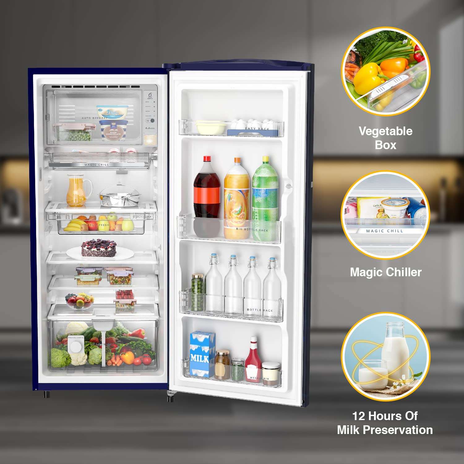 Whirlpool 236 L 4 Star Inverter Direct-Cool Single Door Refrigerator (260 IMPRO PLUS PRM 4SINV BLUE FLUME-Z, Blue Flume, Auto Defrost Technology, 2023 Model) 3