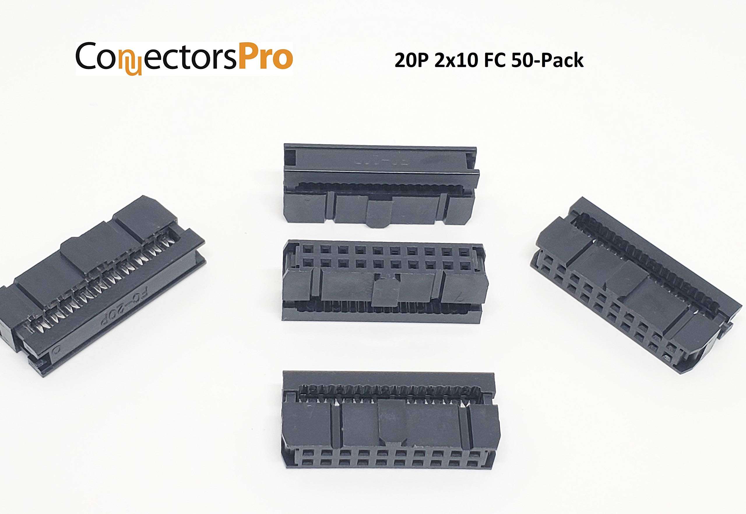 PC Accessories - Connectors Pro 50-Pack 2X10 20P 2.54mm Dual Rows IDC Sockets for Flat Ribbon Cable, 20 Pins FC Female Connector 2