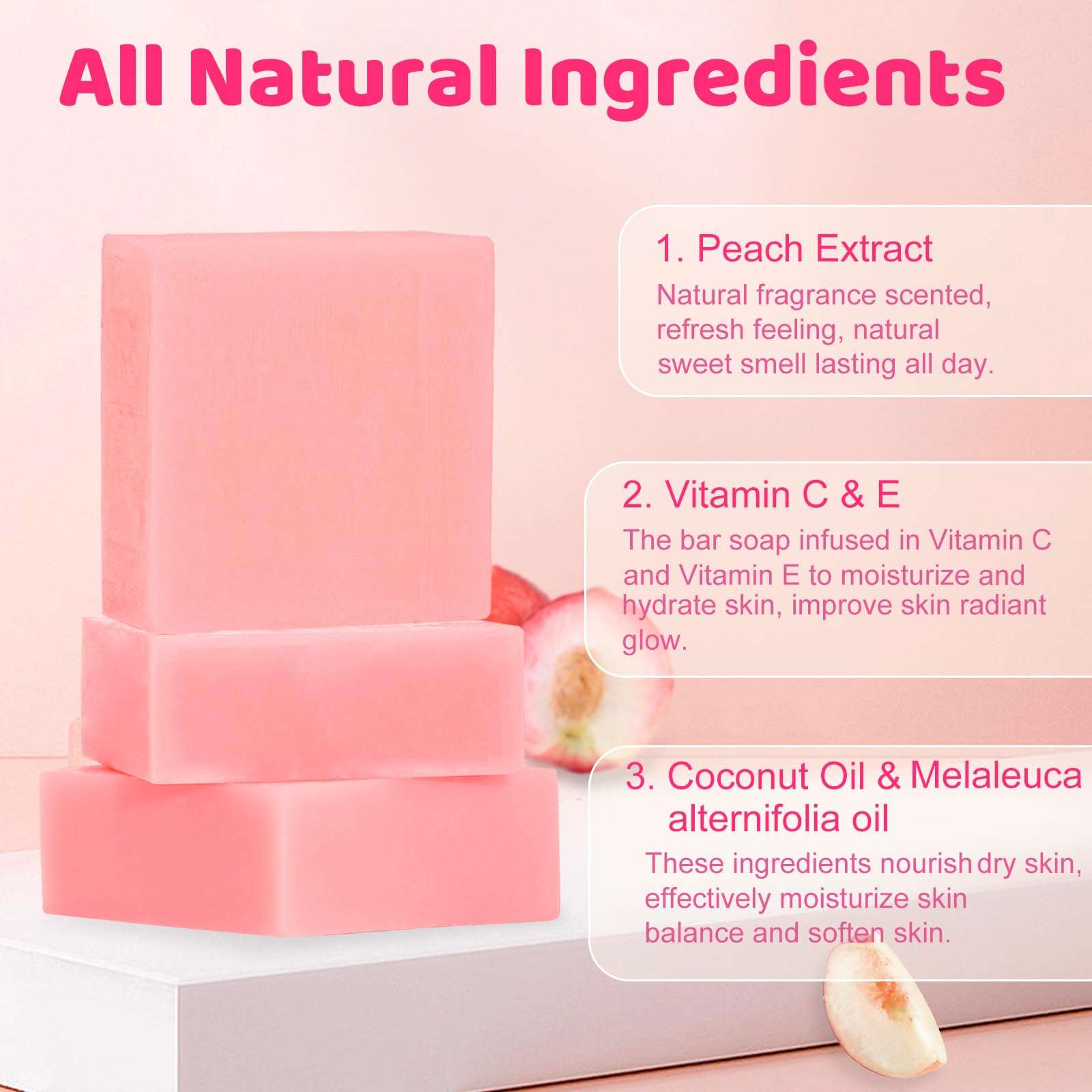 Umpeimvon 3 Pack Natural Bar Soap for Women & Men, Handmade Soap for Face Body, Body Bath Bars Cleansing & Moisturizing 4