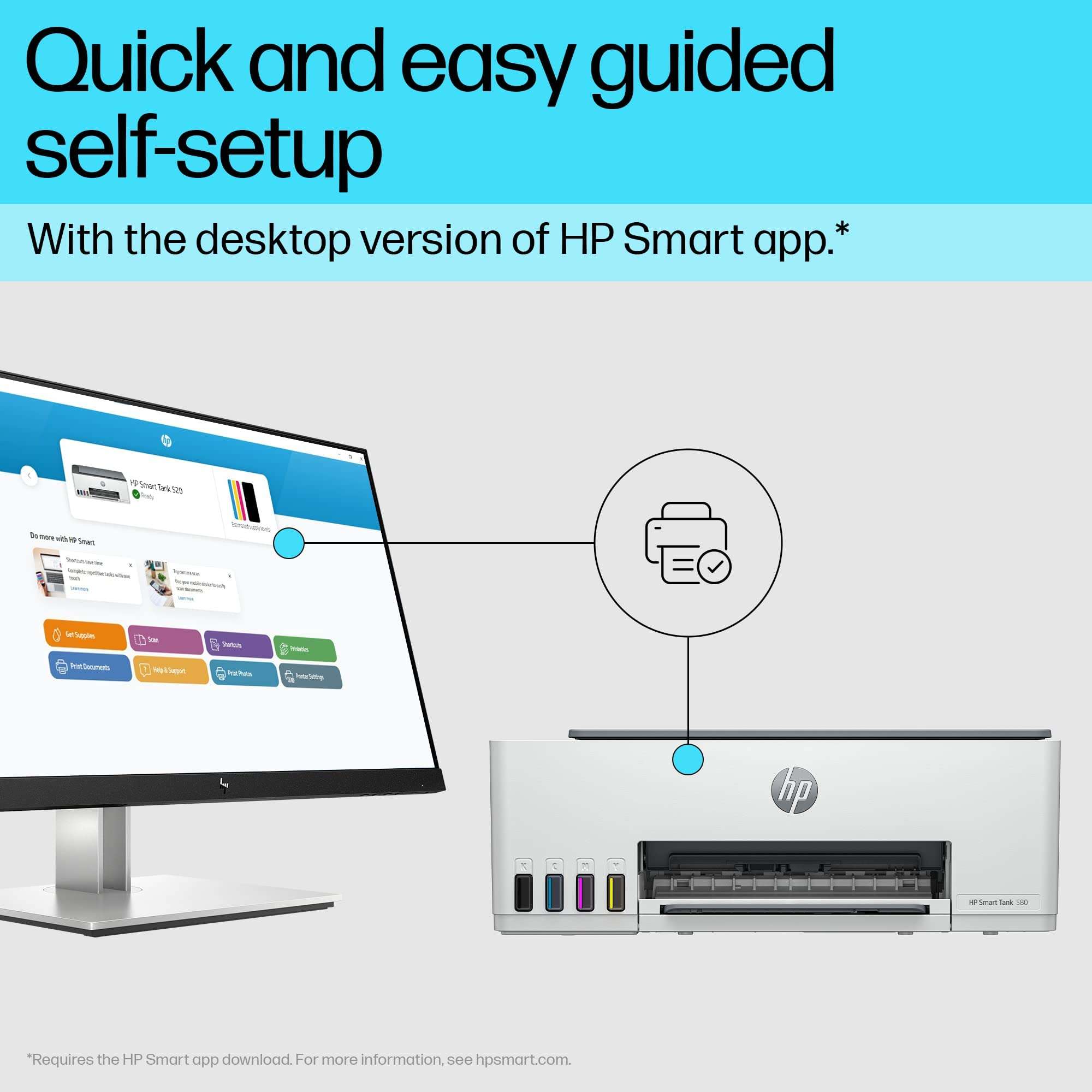 HP Smart Tank 520 All-in-one Colour Printer with 1 Extra Black Ink Bottle (Upto 12000 Black and 6000 Colour Prints) and 1 Year Extended Warranty with PHA Coverage.Print, Scan & Copy for Office/Home 3