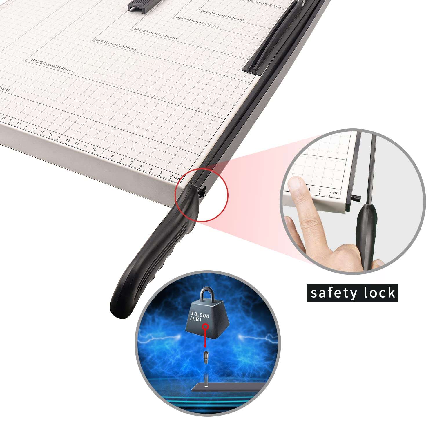 Paper Cutter B4 Stack Paper Trimmer Guillotine Heavy Duty Metal Base, 15" Cutting Length with Guard Rail Safety Blade Lock, 10-Sheet Capacity, Guillotine Paper Slicer Cutter for Office Home School 4