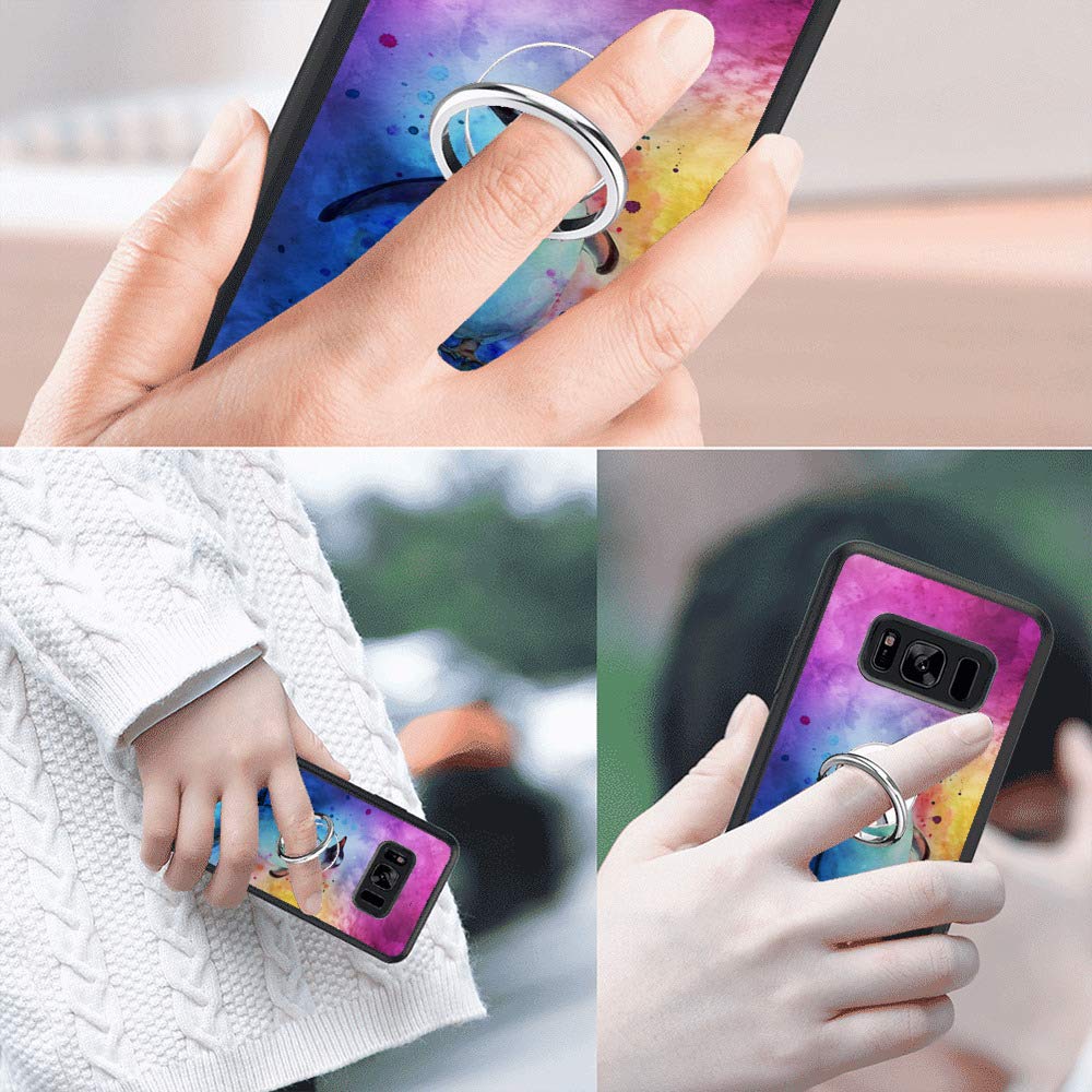 Samsung Galaxy S8 Plus Case Rugged Finger Ring Watercolor Penguins Ring Buckle Phone Case Anti Slip Finger Holder Ring for Samsung Galaxy S8 Plus 6