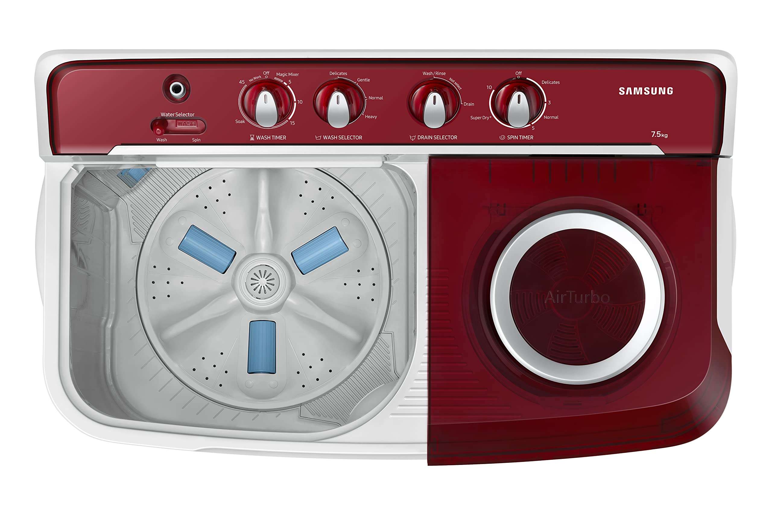 Samsung 7.5 Kg Inverter 5 Star Top Load Washing Machine (WT75B3200RR/TL, Light Grey & Red Base, Air turbo drying) 5
