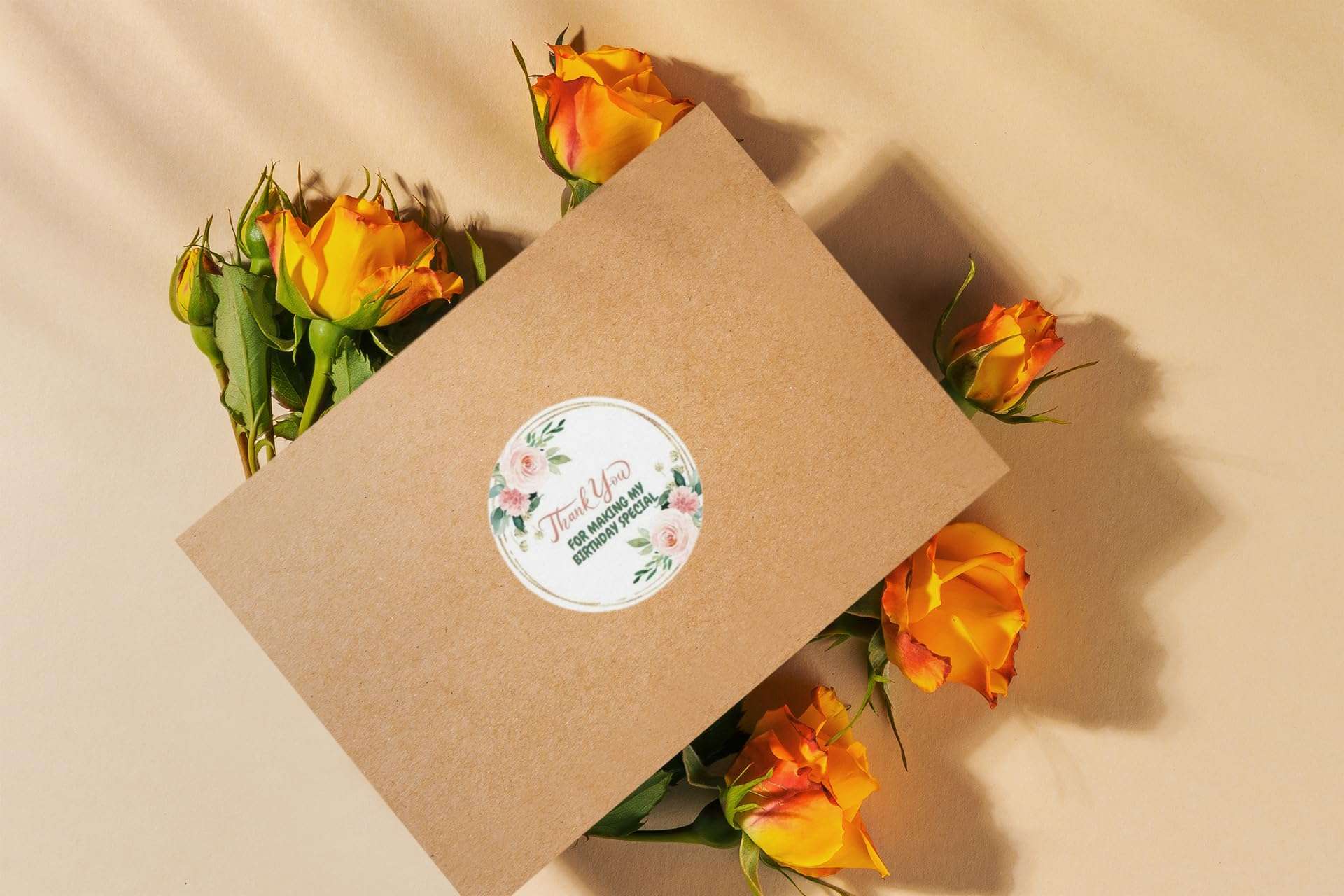 Floral Theme Model 3- Thankyou Sticker (6 CM/Sticker/Mixcolour/24Pcs) 6