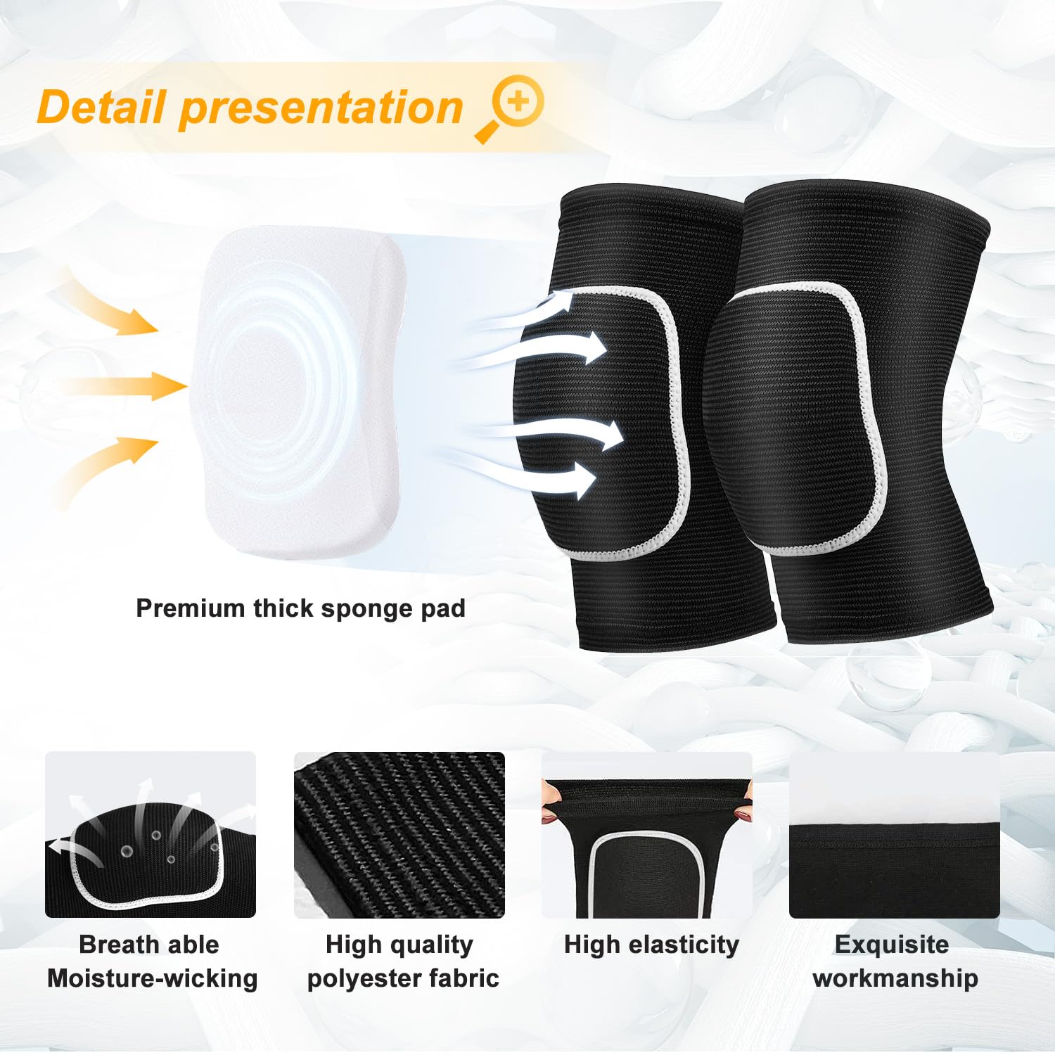 YICYC Volleyball Knee Pads for Dancers, Soft Breathable Knee Pads for Men Women Kids Knees Protective, Knee Brace for Volleyball Football Dance Yoga Tennis Running Cycling Workout Climbing 3