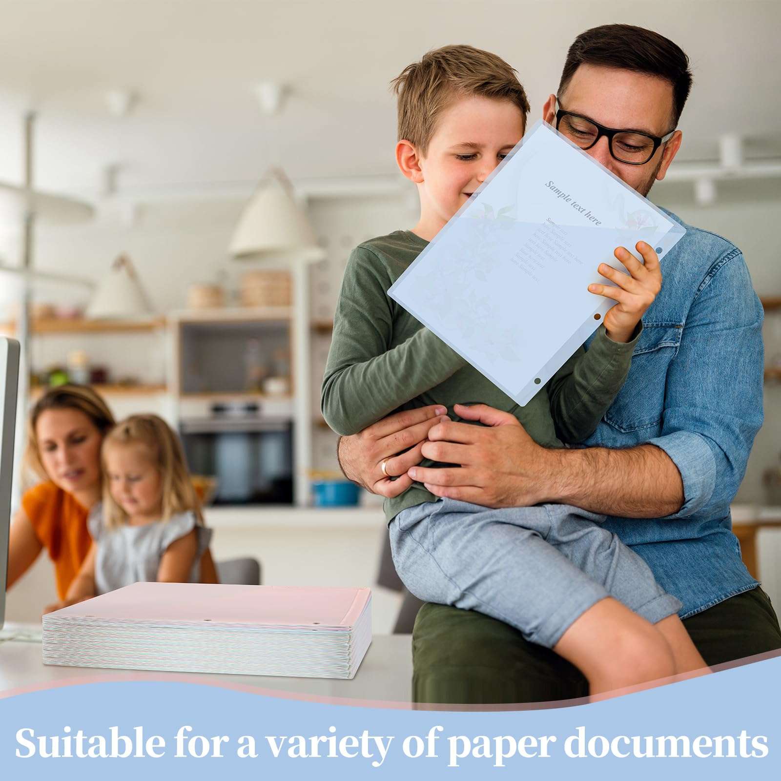 48 Pack Binder Pockets for 3 Ring Clear Pocket Divider Folders for 3 Hole Binders Sleeves Plastic Slash File Jacket for Office School Classroom Business Home Organizer, 9.25" x 11.22" (Pastel) 6