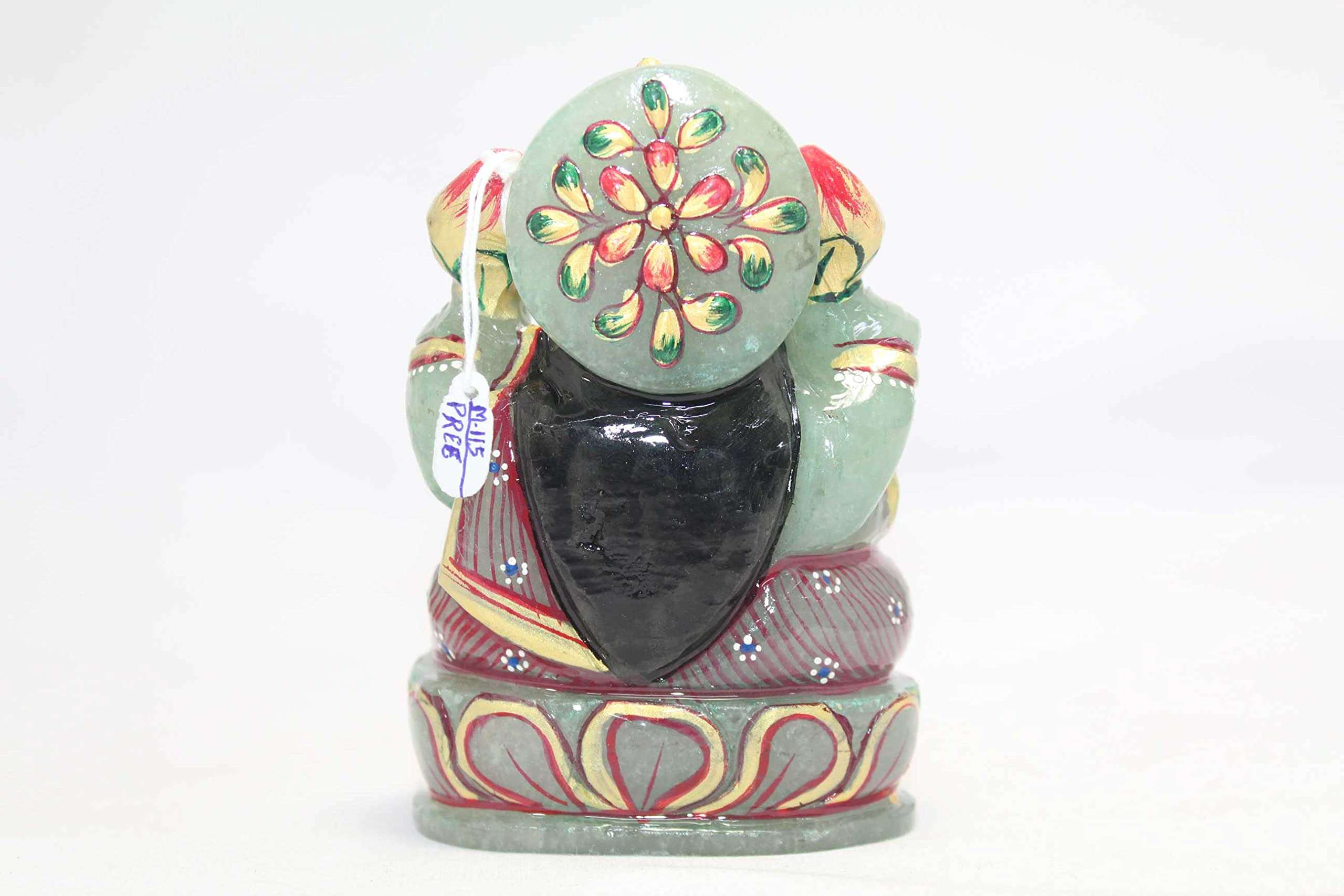 Rajasthan Gems Lakshmi Green Jade Stone Goddess Idol Statue Hindu Religious Hand Painted B222 6