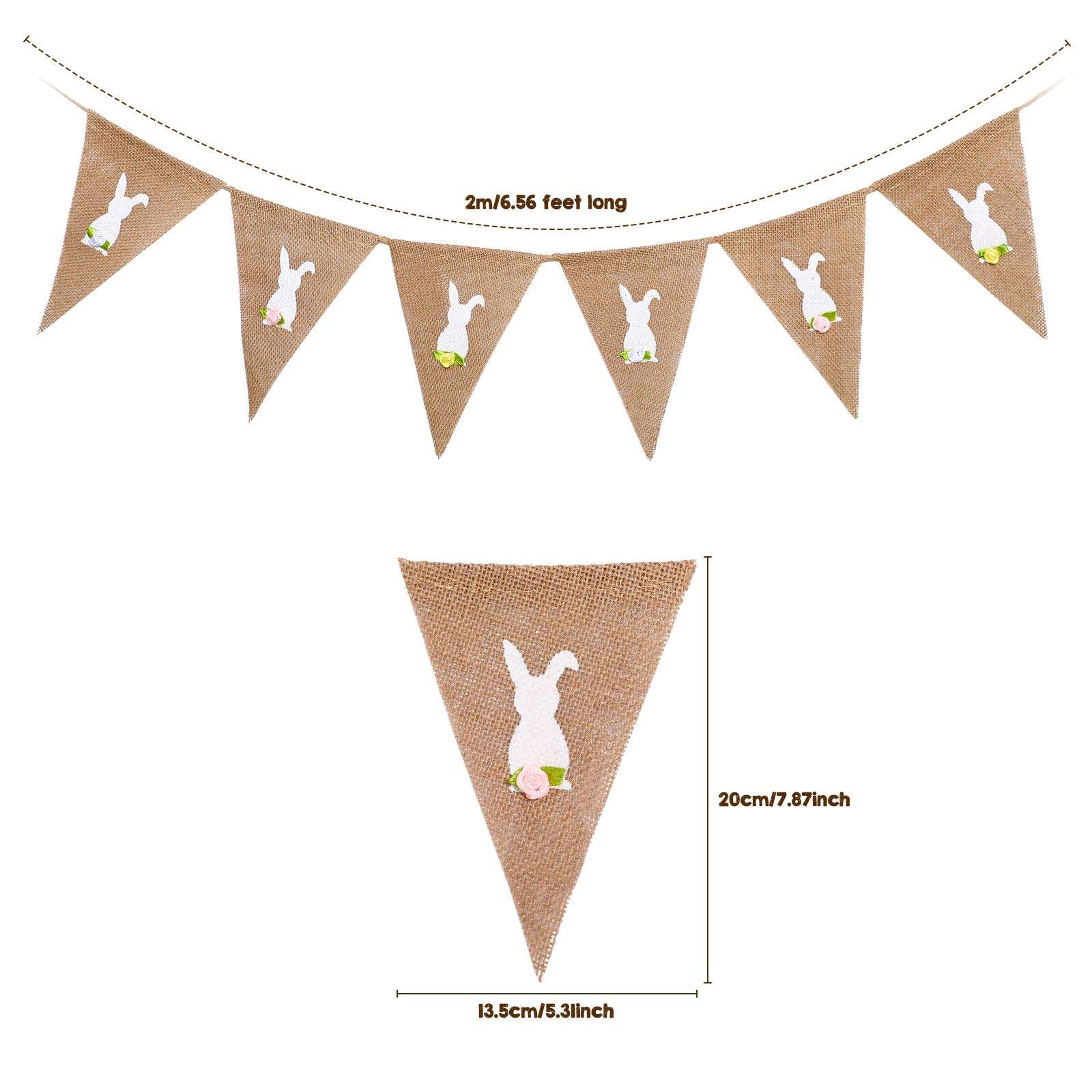 Easter Banner Burlap Garland Banners, Burlap Bunny Garland for Easter Decorations Fireplace Home Office School Outdoor Party Supply 5