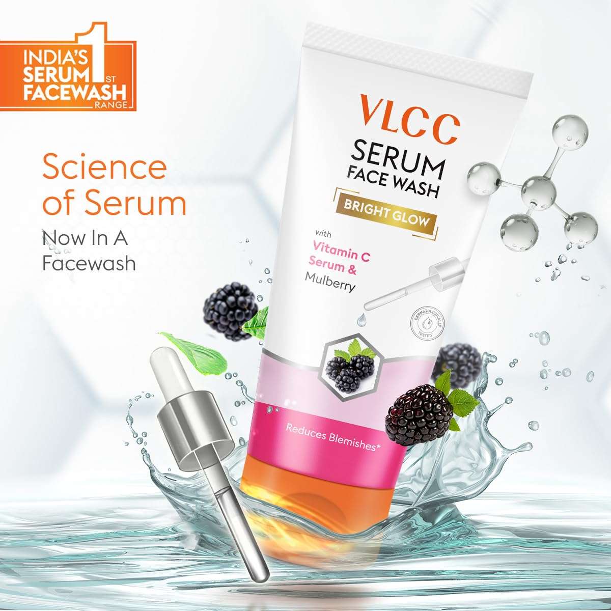 VLCC Serum Facewash - 100ml | with Vitamin C Serum Rich in Antioxidants & Mulberry Extract to Reduce Blemishes & Bright Glow | Dermatologically Tested 2