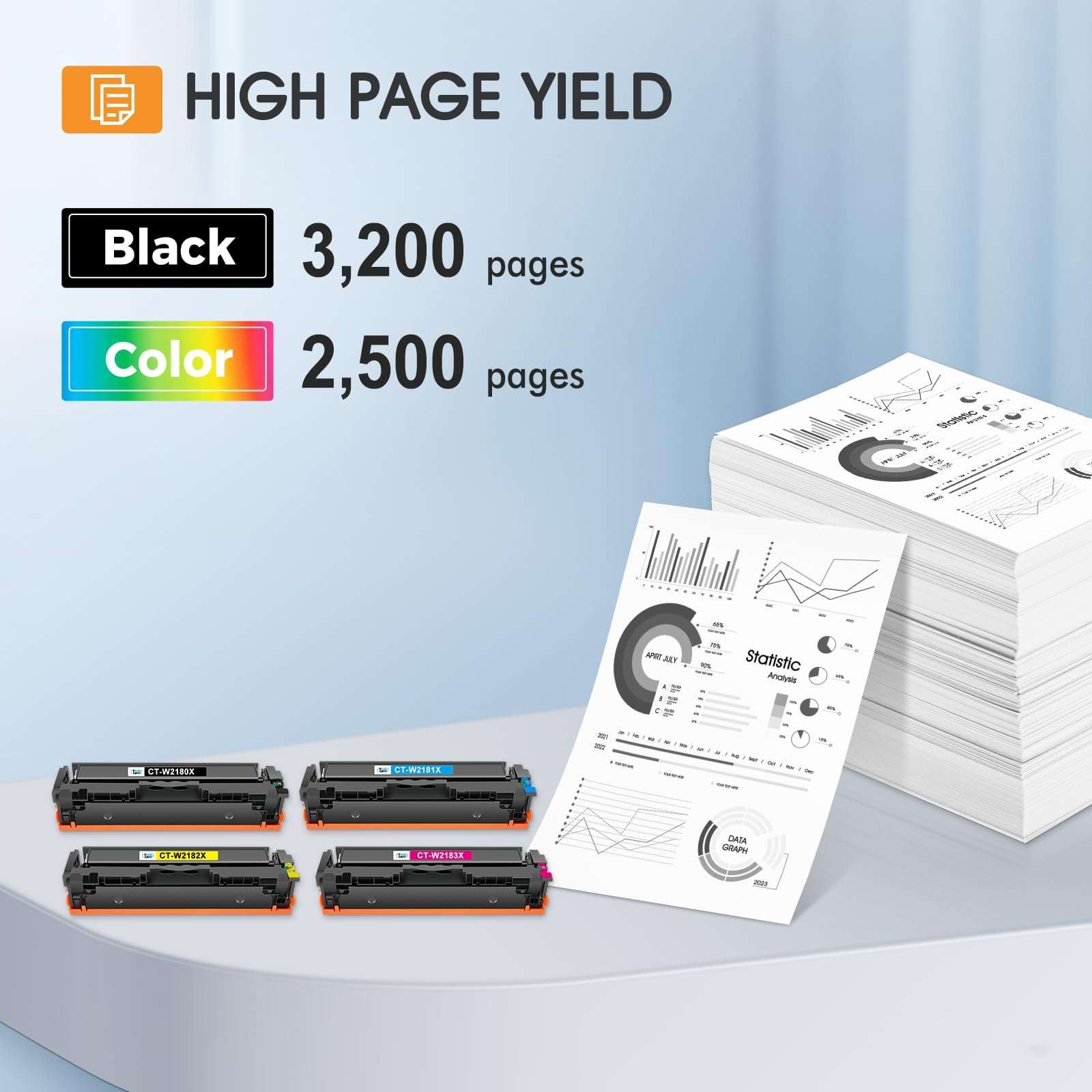 218X Toner Cartridges 4 Pack 3301fdw 3201dw 3301 218A Compatible for HP 218X 218A 218 Color LaserJet Pro MFP 3301cdw 3301sdw Printer Ink Set W2180X High Yield with Chip (Black Cyan Yellow Magenta) 4