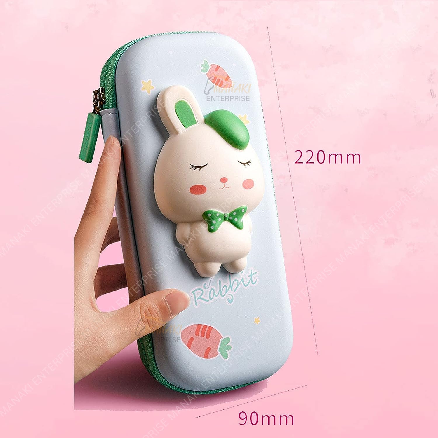 MANAKI ENTERPRISE Polyester Pencil Case, Cute Cartoon Pencil Pouch, 3D Embossed Design, Novelty Pencil Case Gift For Students Kids (Cat Pink Small) 3