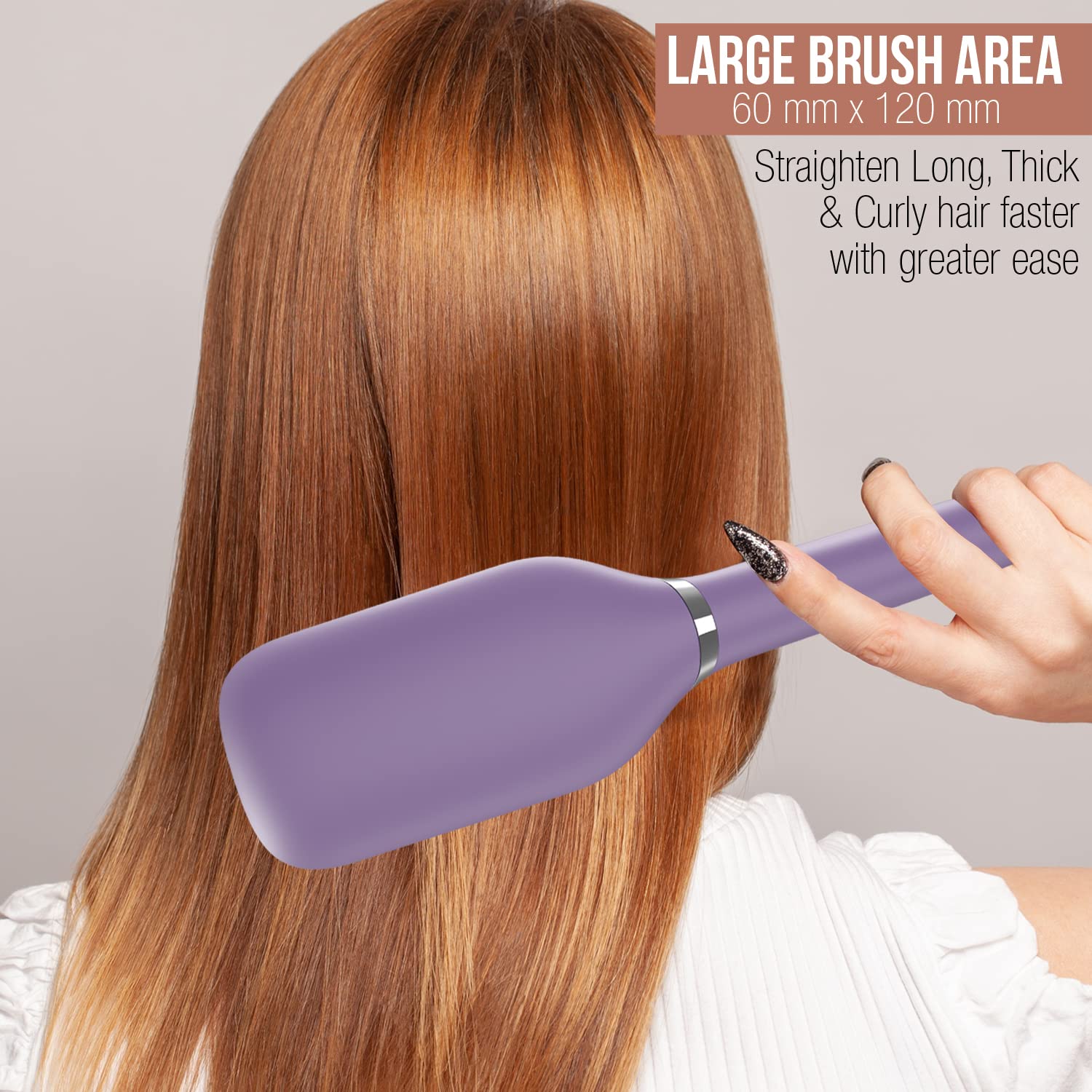 Havells HS4201 50 Watts Keratin Infused Hair Straightening Brush with Temperature Control, suited for all hair types, comes with Worldwide Voltage (Purple) 5