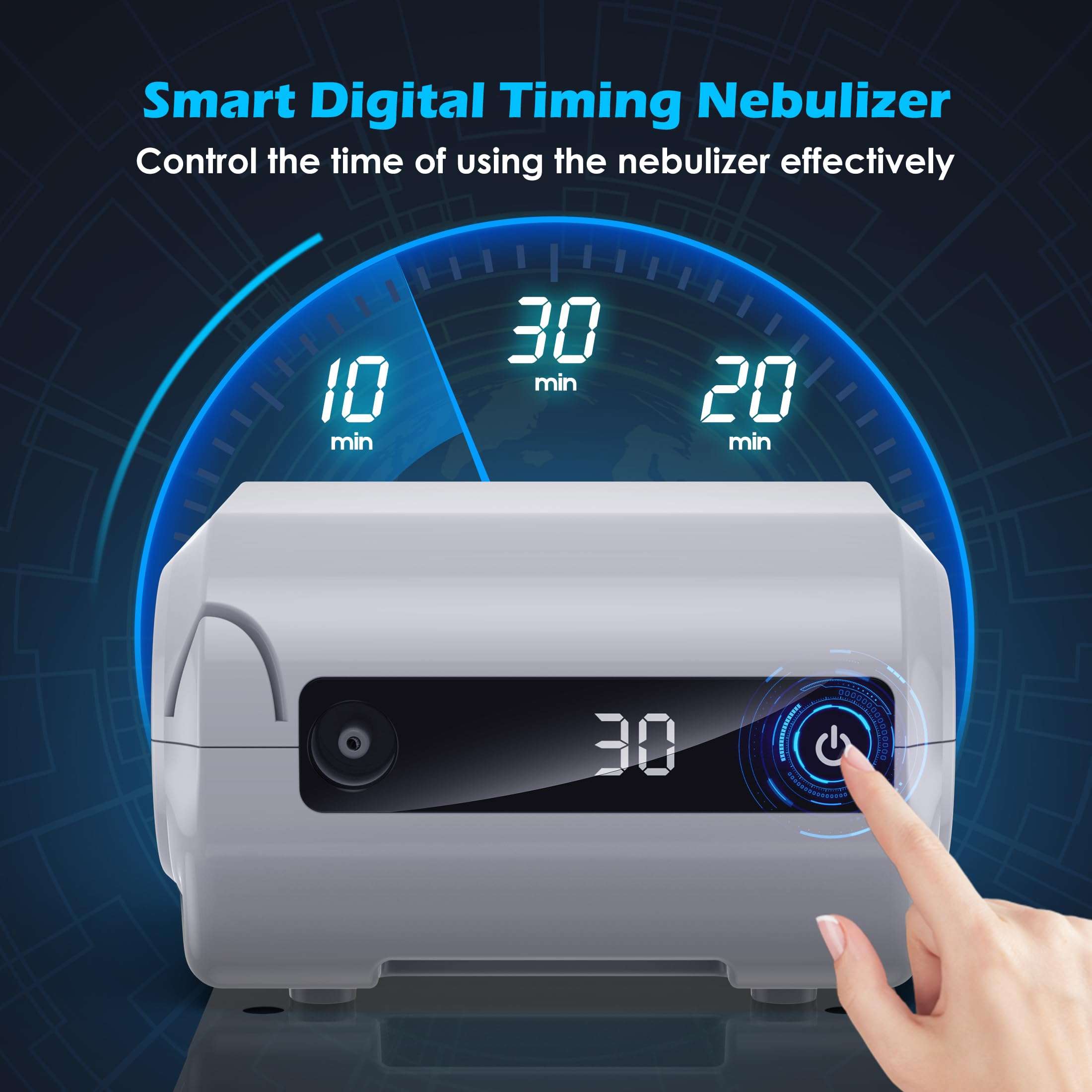 Smart Digital Display Nebulizer Machine for Adults and Kids, Compression Nebulizer for Breathing Treatment, Jet Nebulizer with Timing Function for Home Hailie Sensor NF0109 3