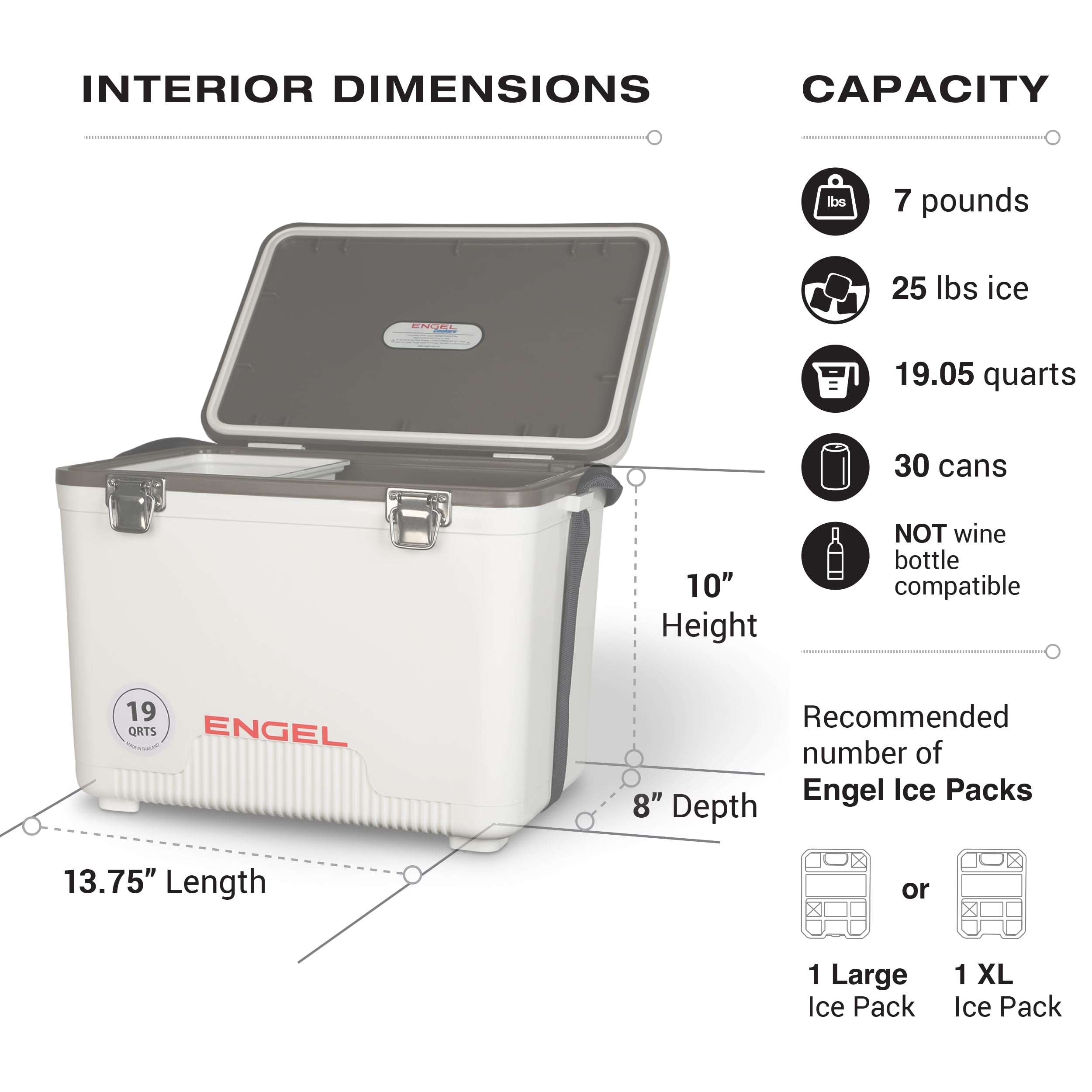 Engel UC19 19qt Leak-Proof, Air Tight, Drybox Cooler with 22 oz. Insulated Tumbler and 32°F Cooler Packs for Boating, Camping, Fishing, Hiking & Food Storage 4