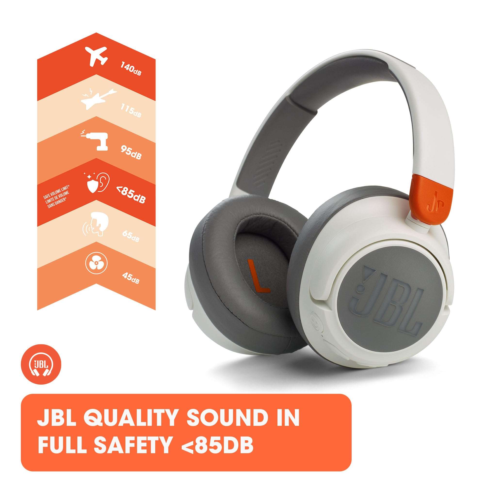 JBL JR 460NC - Wireless Over-Ear Noise Cancelling Kids Headphones - White 6