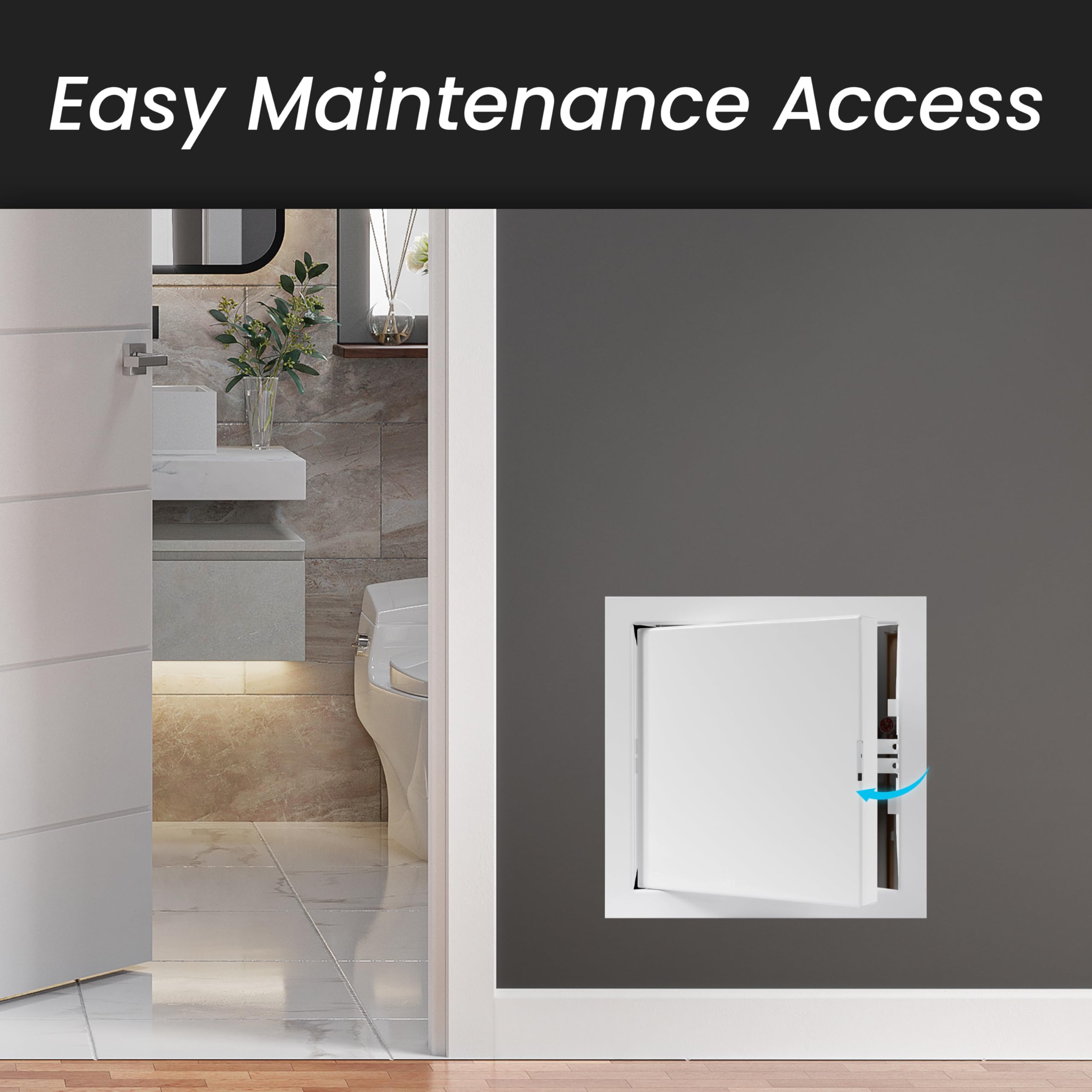 8" x 8" Inch Galvanized Steel Access Panel Door - for Outdoor and Indoor Use - Opening Flap Cover Plate - Box Door Lock - Door Latch - Inspection Hatch - White Polymer Coating 5