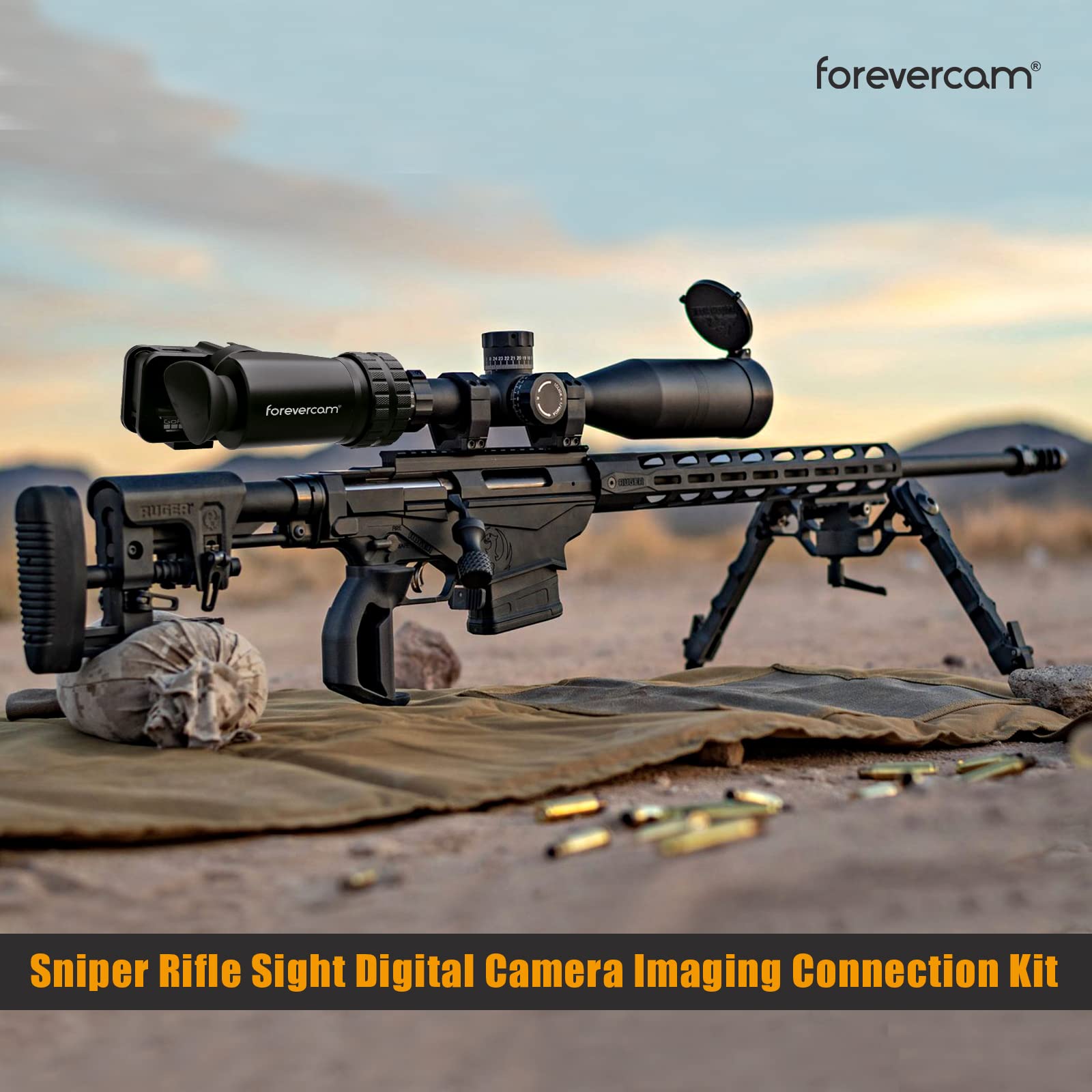 Forevercam Rifle Scope Side GoPro Camera Adapter Bracket with GoPro Hero 13/12/11/10/9 Action Camera Aluminum Spotting Scope Record Everything While Aiming 3