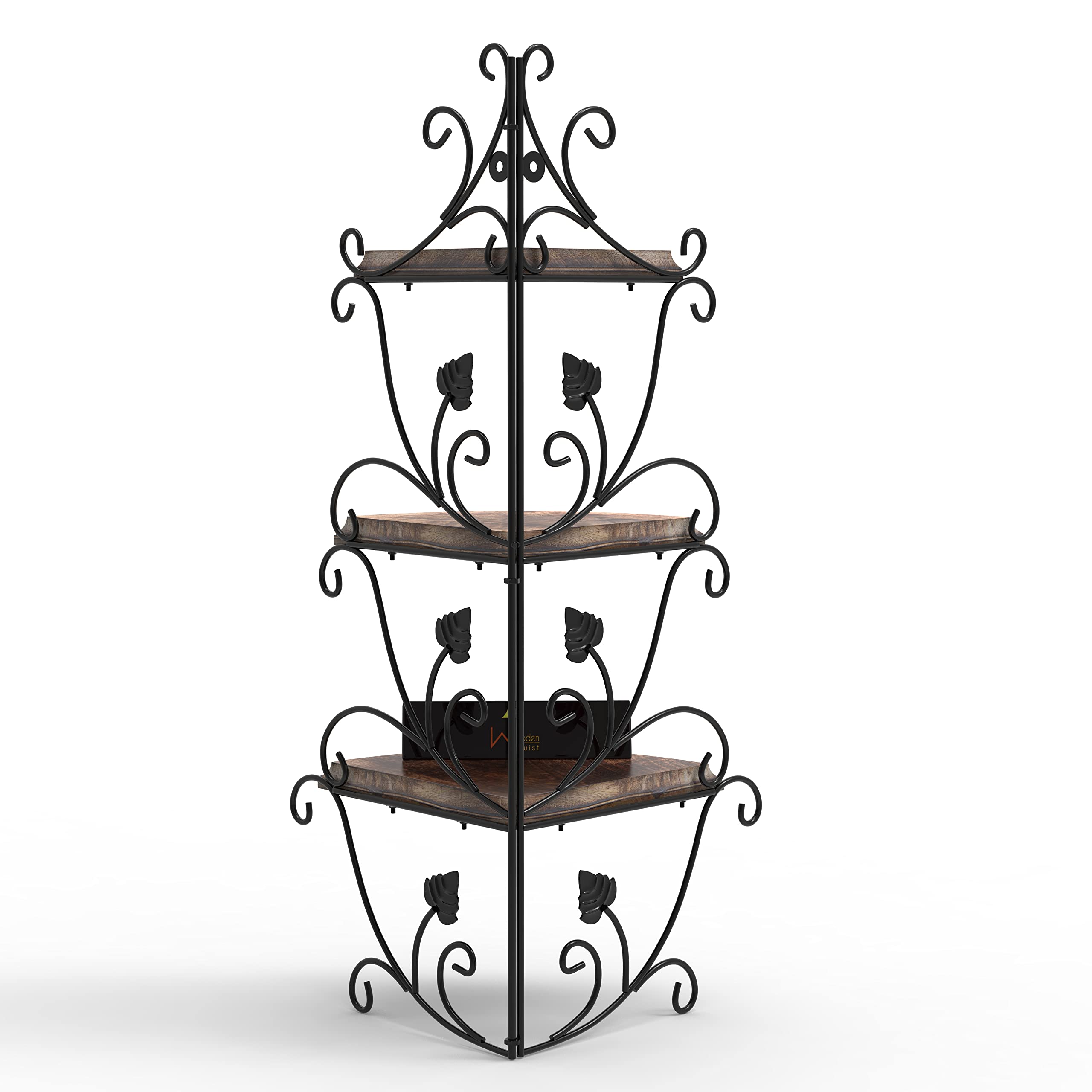 Onlineshoppee Wooden & Iron Corner Rack Home Decor Corner Shelves (Antique) 4