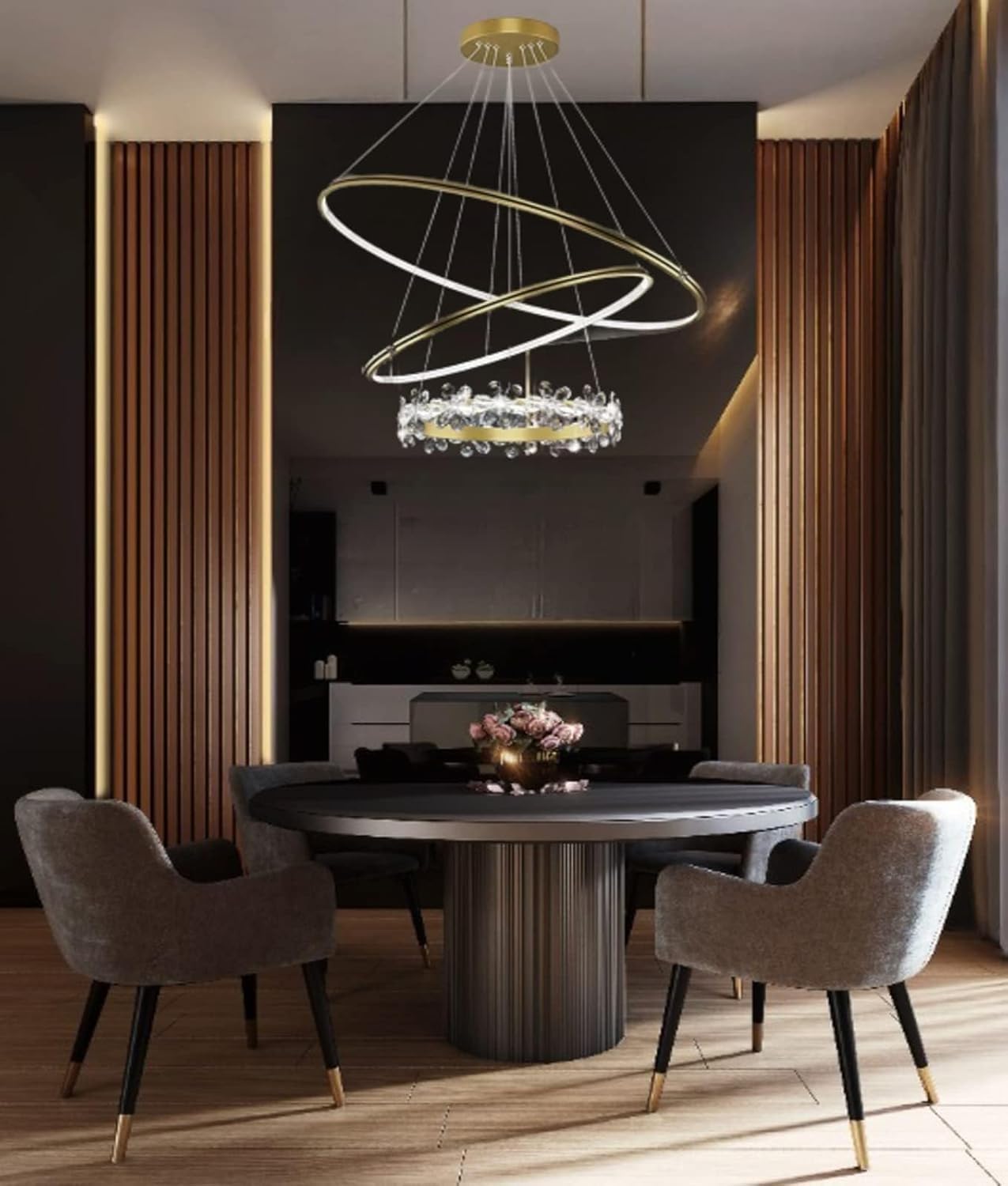 Smartway® – Majesty 168W | 80 Cm | Google & Alexa | Height Adjustable | 3 Light Mode | Modern LED Ceiling Chandelier for Living Room, Dining, Bedroom, Hall, Kitchen, Office,Luxury Decorative Lighting 5