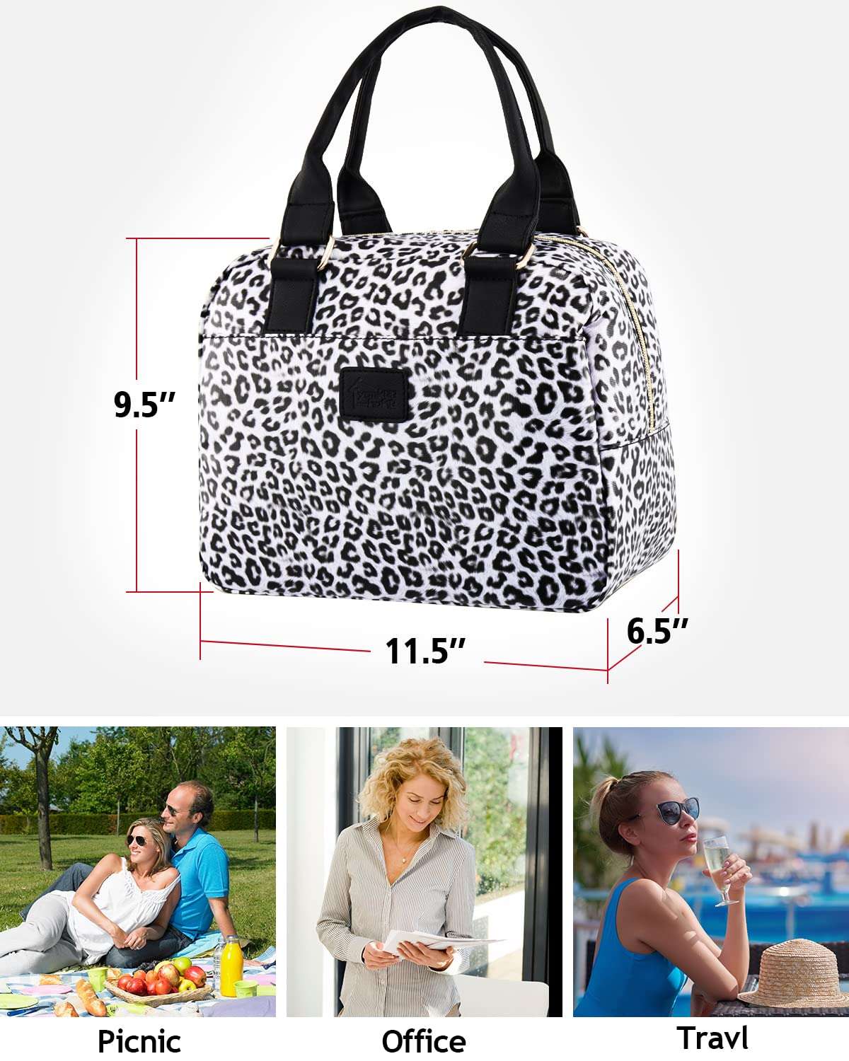 yookee home Shiny Insulated Lunch Bags for Women Waterproof Adult Lunch Box for Women Gray Large Capacity Lunch Cooler Bag Cute Purse Lunchbag for Ladies for Work Outdoor Travel 6