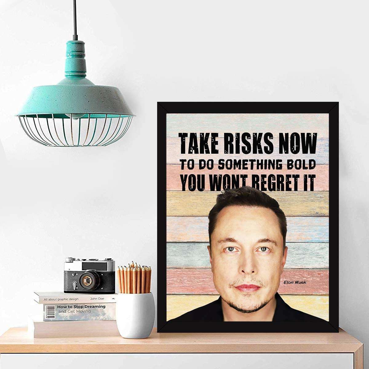 Chaka Chaundh - Elon Musk Framed Posters - Motivational Quotes Frames - Poster With Frame - Elon Musk Frame – Inspirational Quotes Wall Frames - (13.6 X 10.6 Inches) 2