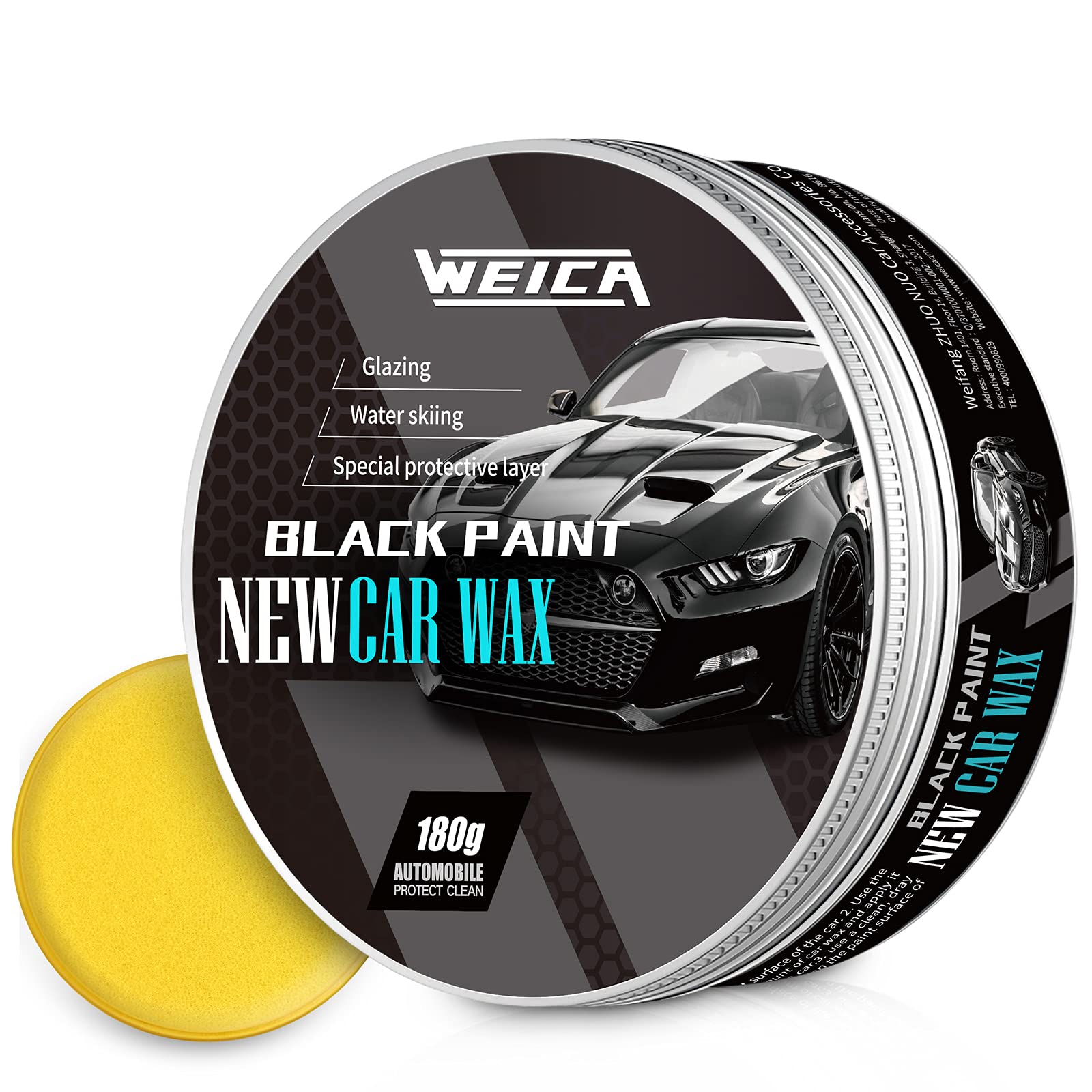 WEICA Car Wax Black Solid for Black Cars, Carnauba Car Wax Kit Cleaner, Ceramic Wash & Wax Car Soap for Black Car Clean & Shine in One Step,Rich Foaming Car Shampoo 3