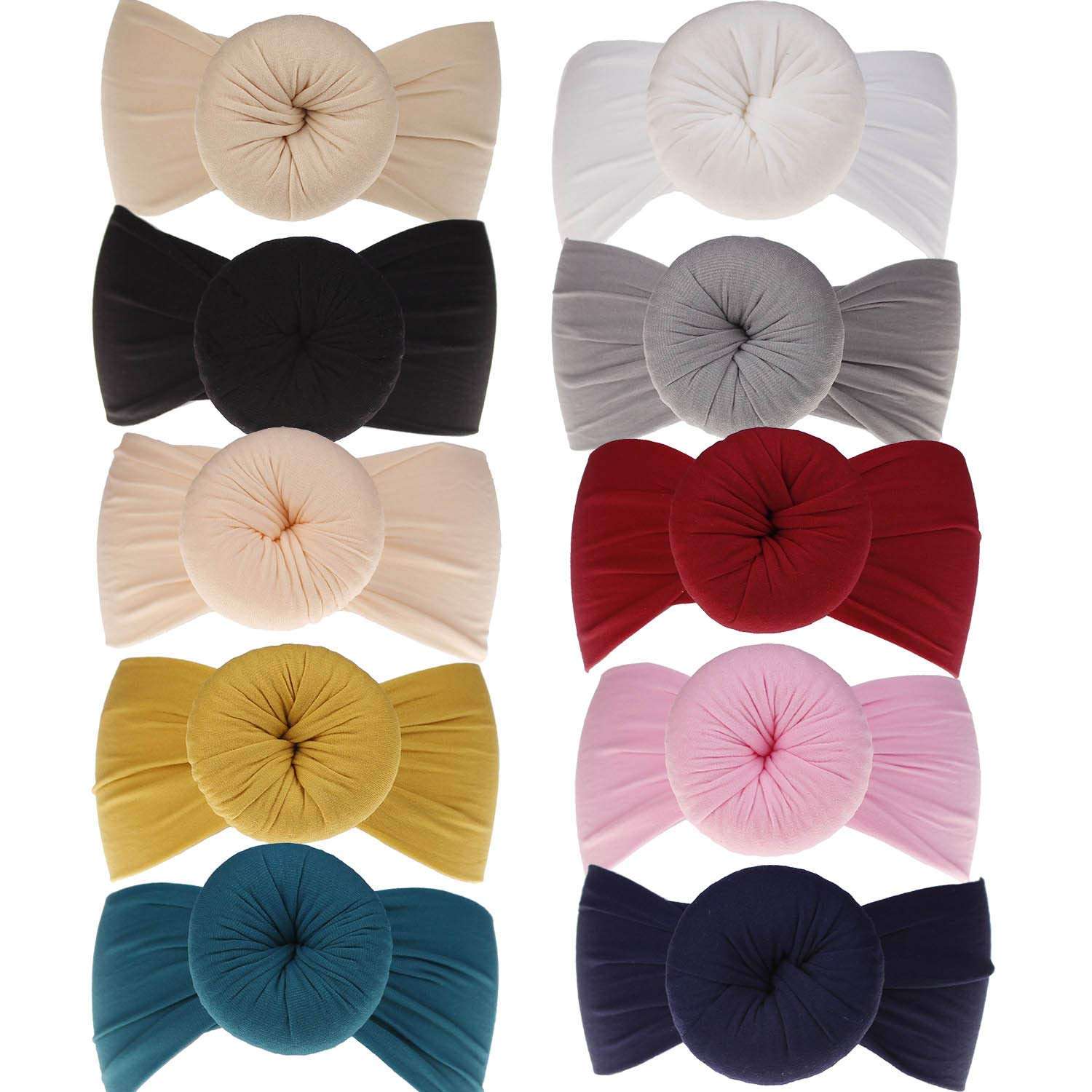 WHISKET Elastic Stretchy Elastic Soft Nylon Bowknot Bow Headbands Hairband Bows Knot Turban Headwraps Hair Bows Accessories for Kids Toddler Infant Newborn Baby Girl [ BAND] (2) 5
